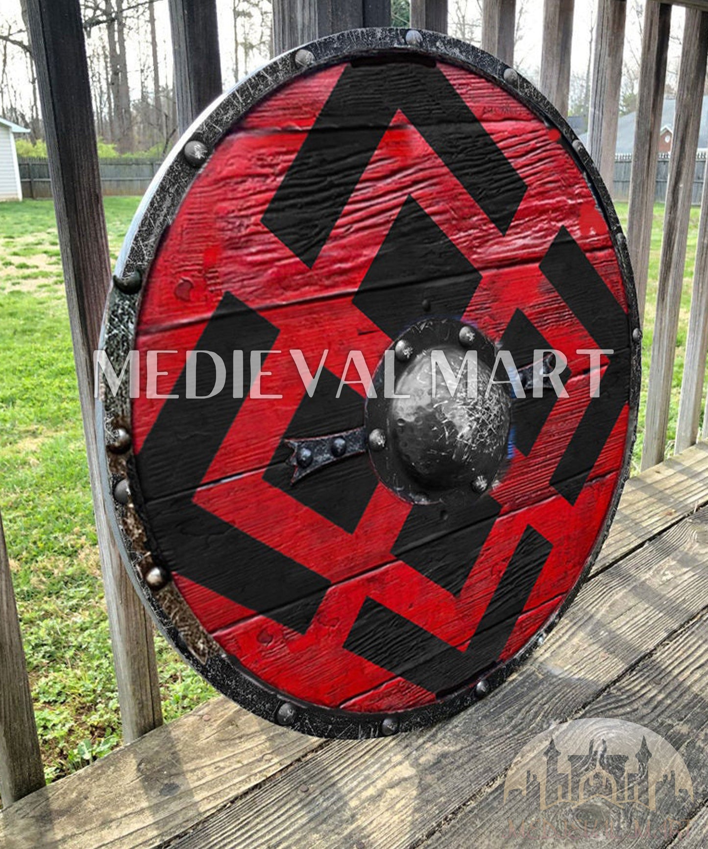 MEDIEVALMART Viking's Valhalla Prince Harald Sigurdsson of Norway Authentic Battleworn Viking Wooden Shield | Gifts For Dad