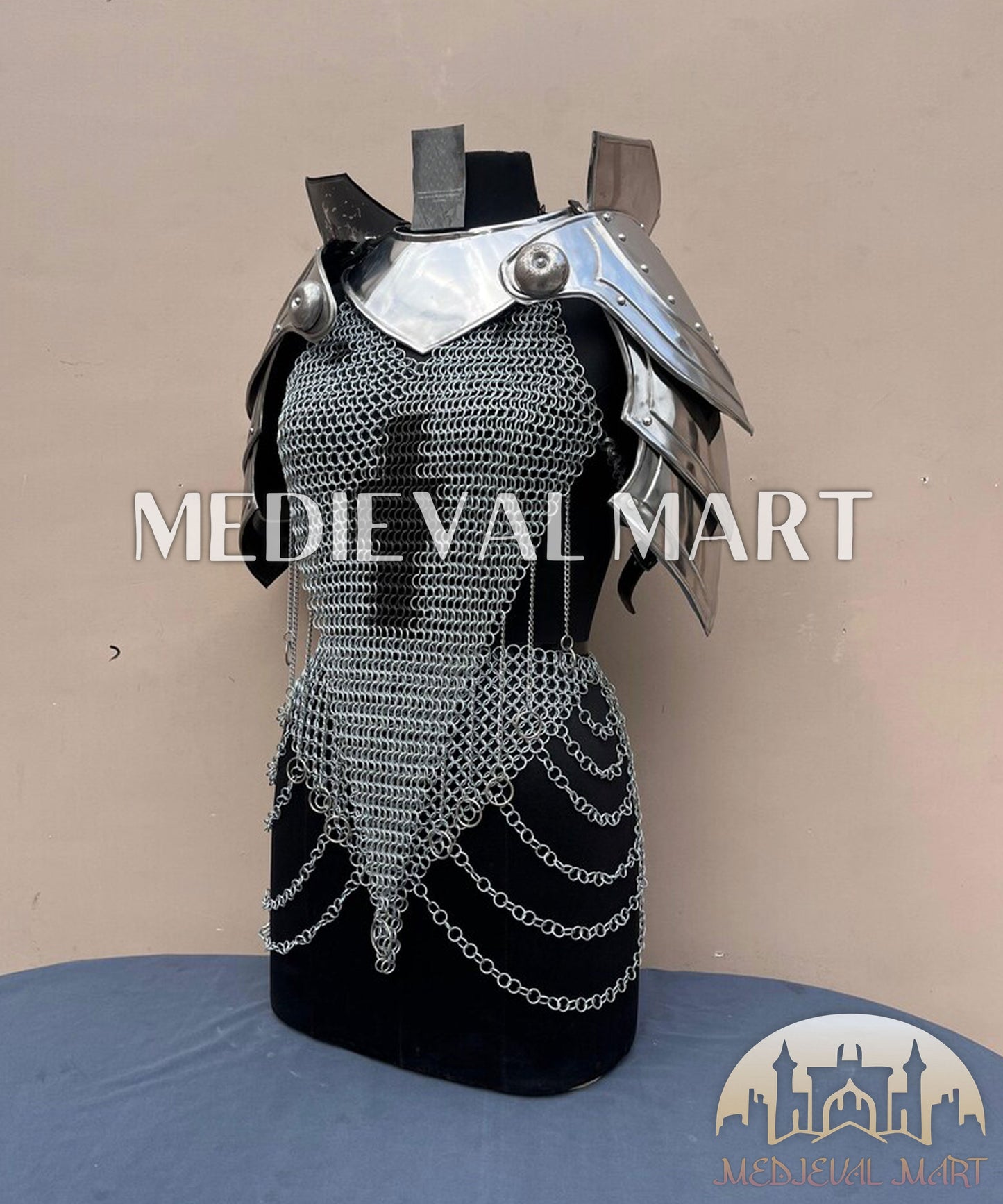 MEDIEVALMART (Isolara Dragonplate) Women’s Armor W/H Silver (Dragonfang) Jesus Chainmail Armor