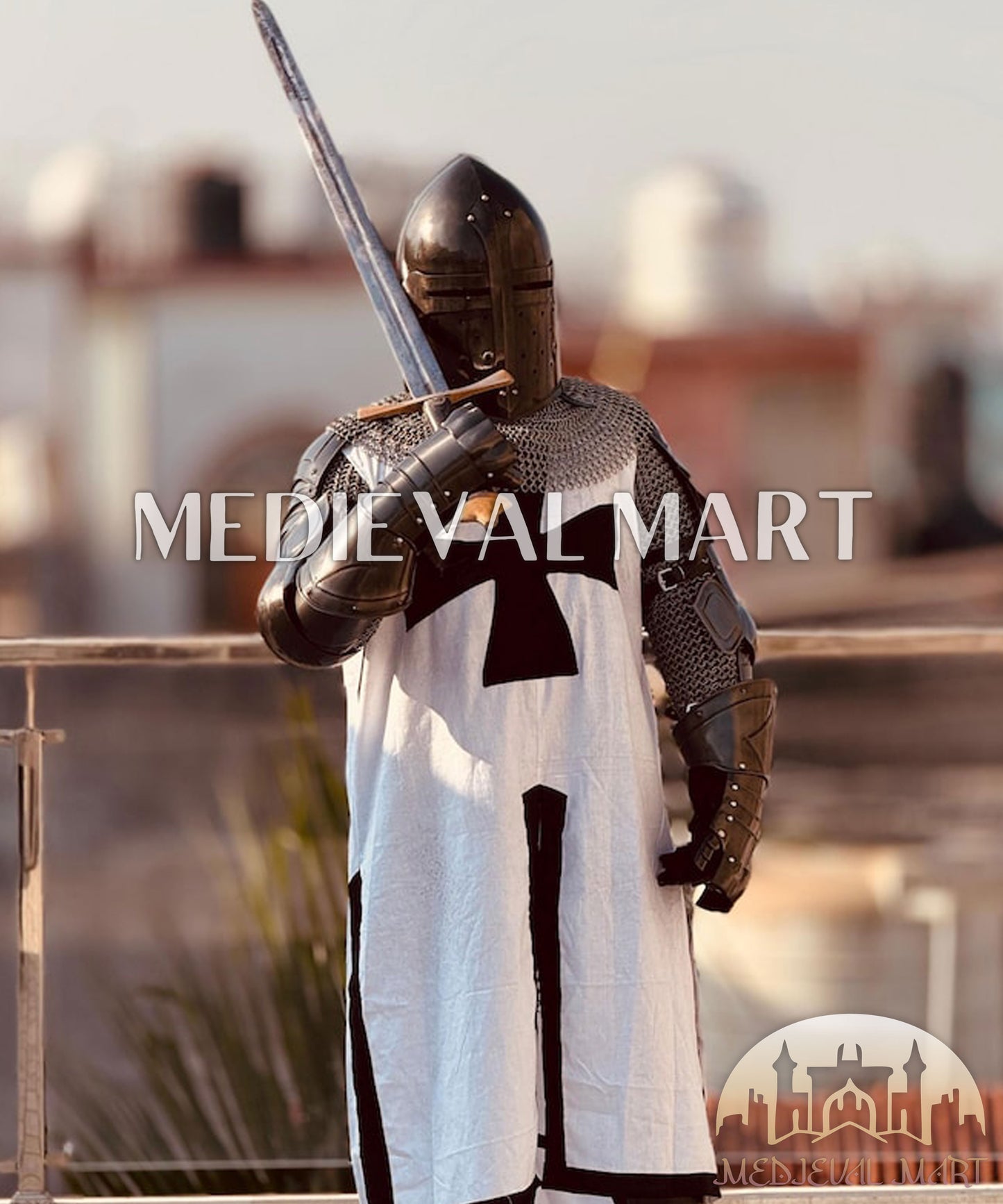 MEDIEVALMART Fantasy Black Medieval Crusader Templar Armor