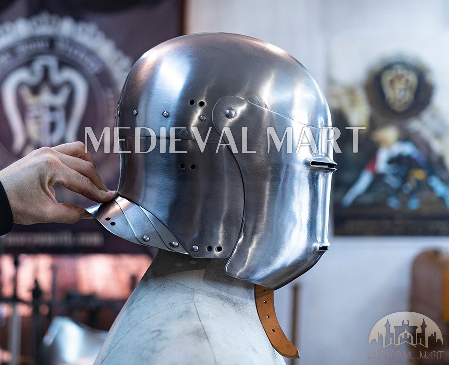 MEDIEVALMART Medieval Steel German knight Sallet head armor "The Kingmaker" Helmet