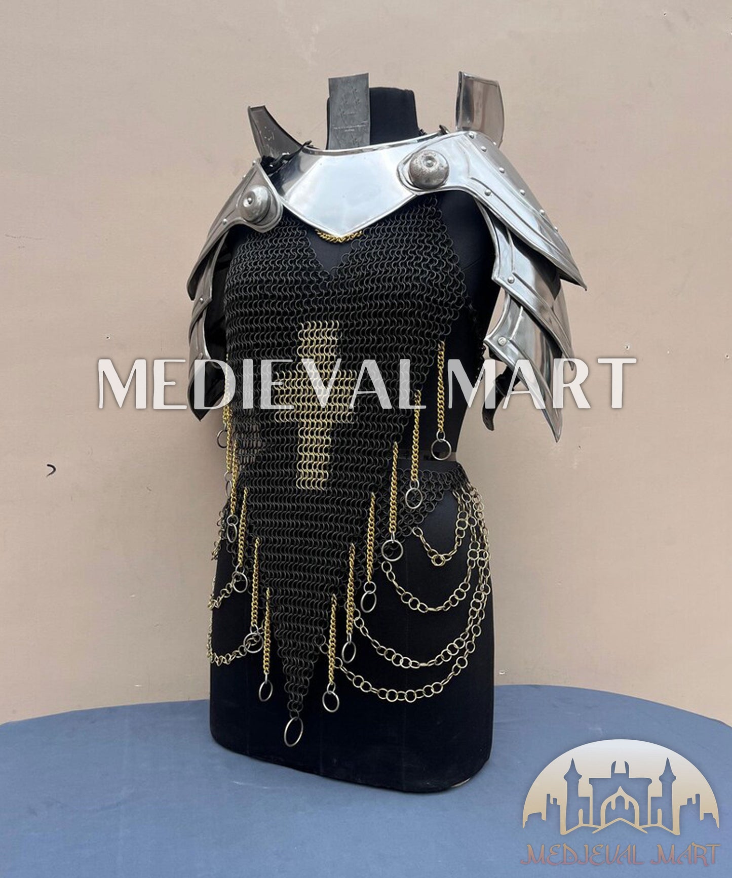 MEDIEVALMART (Isolara Dragonplate) Women’s Armor W/H Black (Dragonfang) Jesus Chainmail