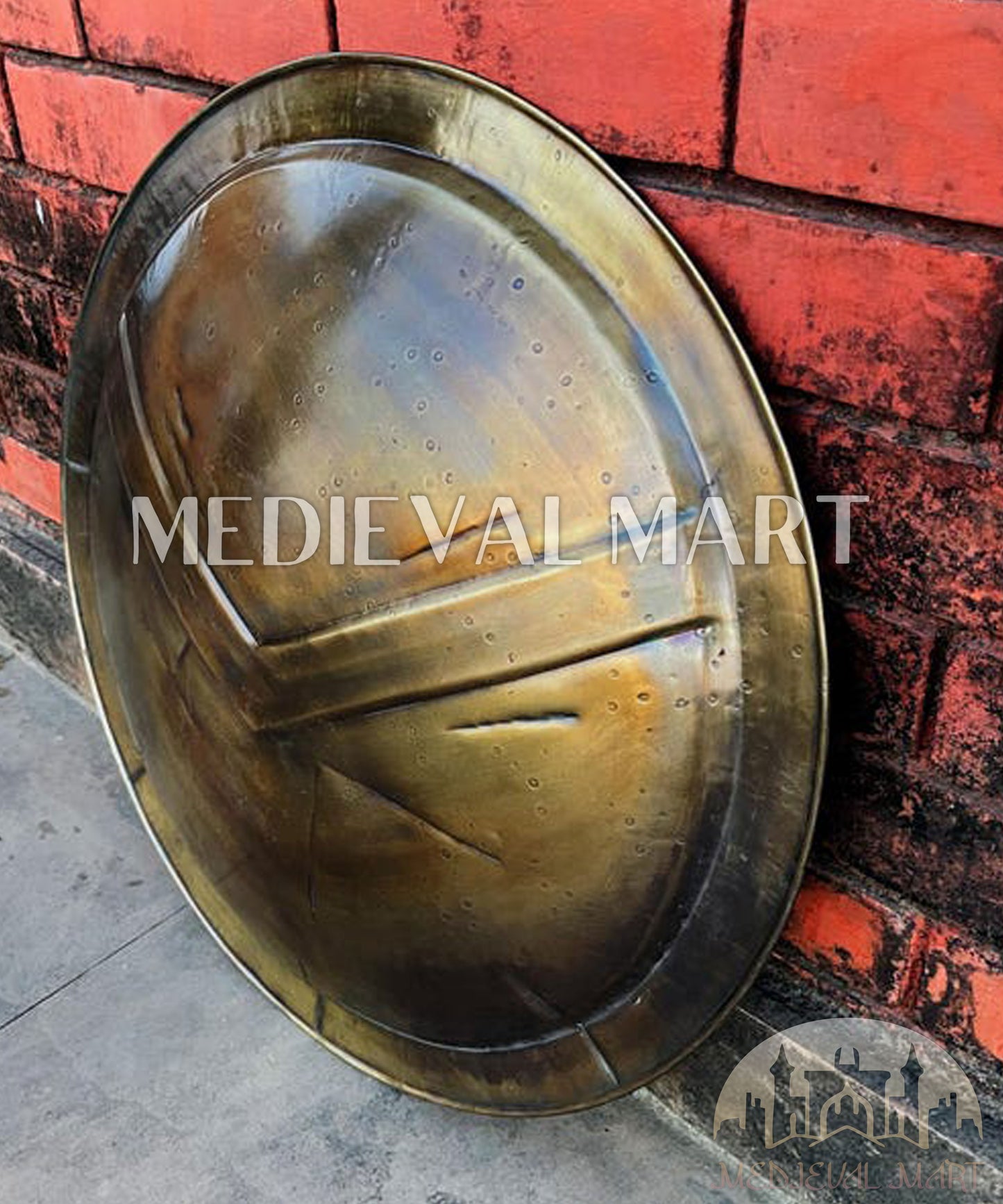MEDIEVALMART Medieval "300 Moive" Spartan Battle Damage Shield War Finish Halloween Gift for Dad - 300 Props