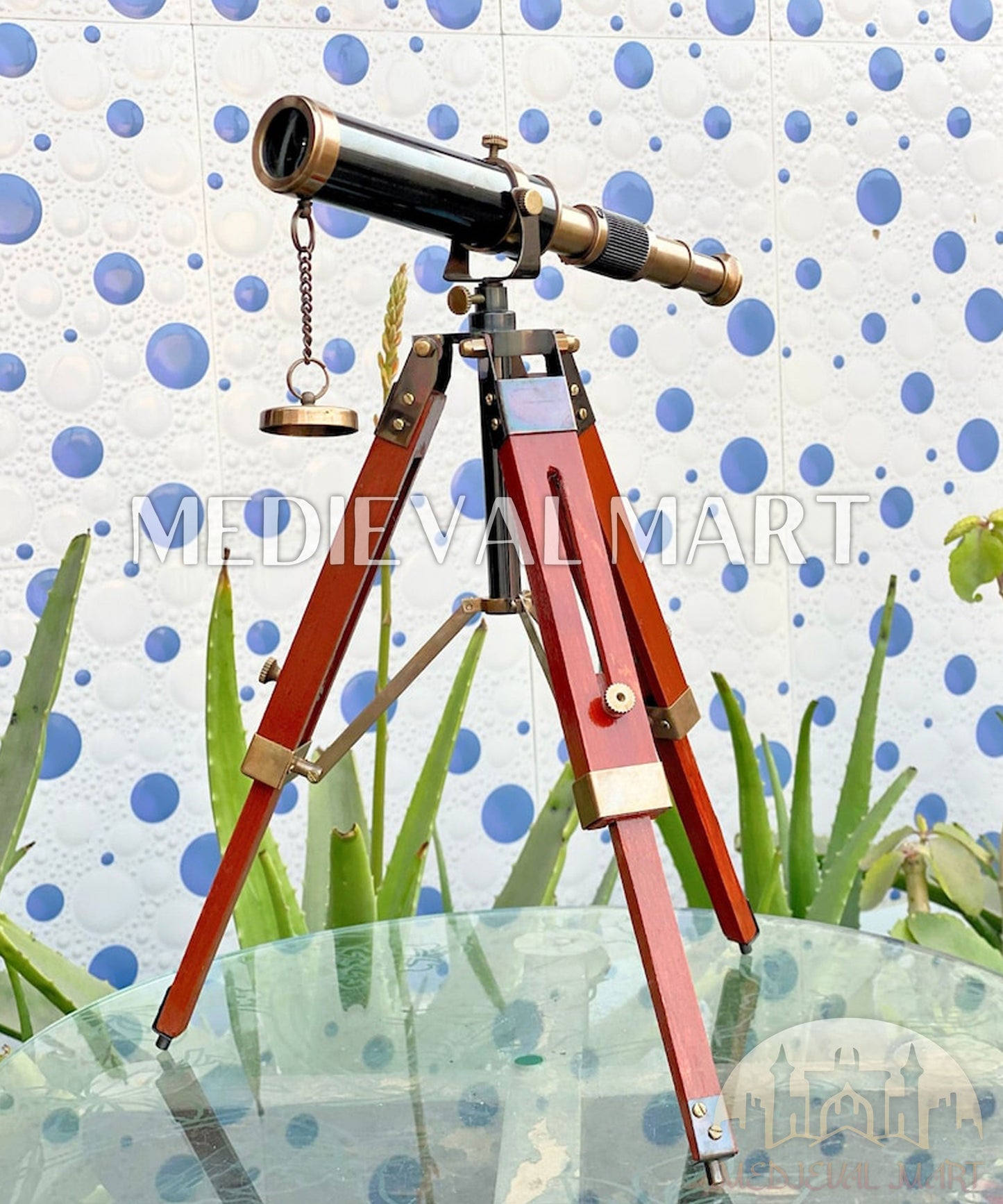 MEDIEVALMART Vintage Tripod Brass Telescope With Adjustable Tripod Stand | Antique Finish Table Top Brass Telescope, Christmas Gifts, Gift for Dad