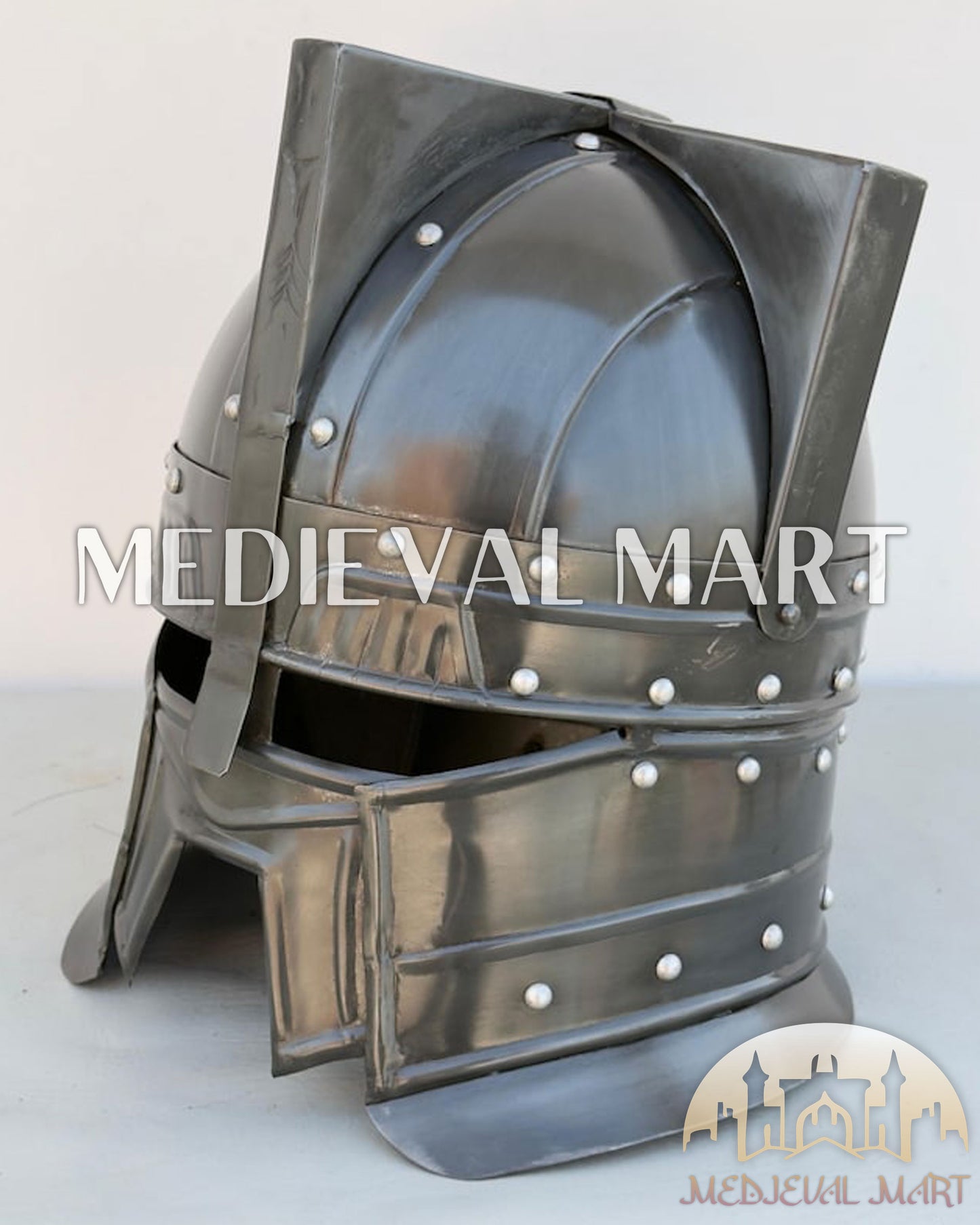 MEDIEVALMART Moria Dwarves Black Finish Helmet W/H Free Stand | LOTR Props