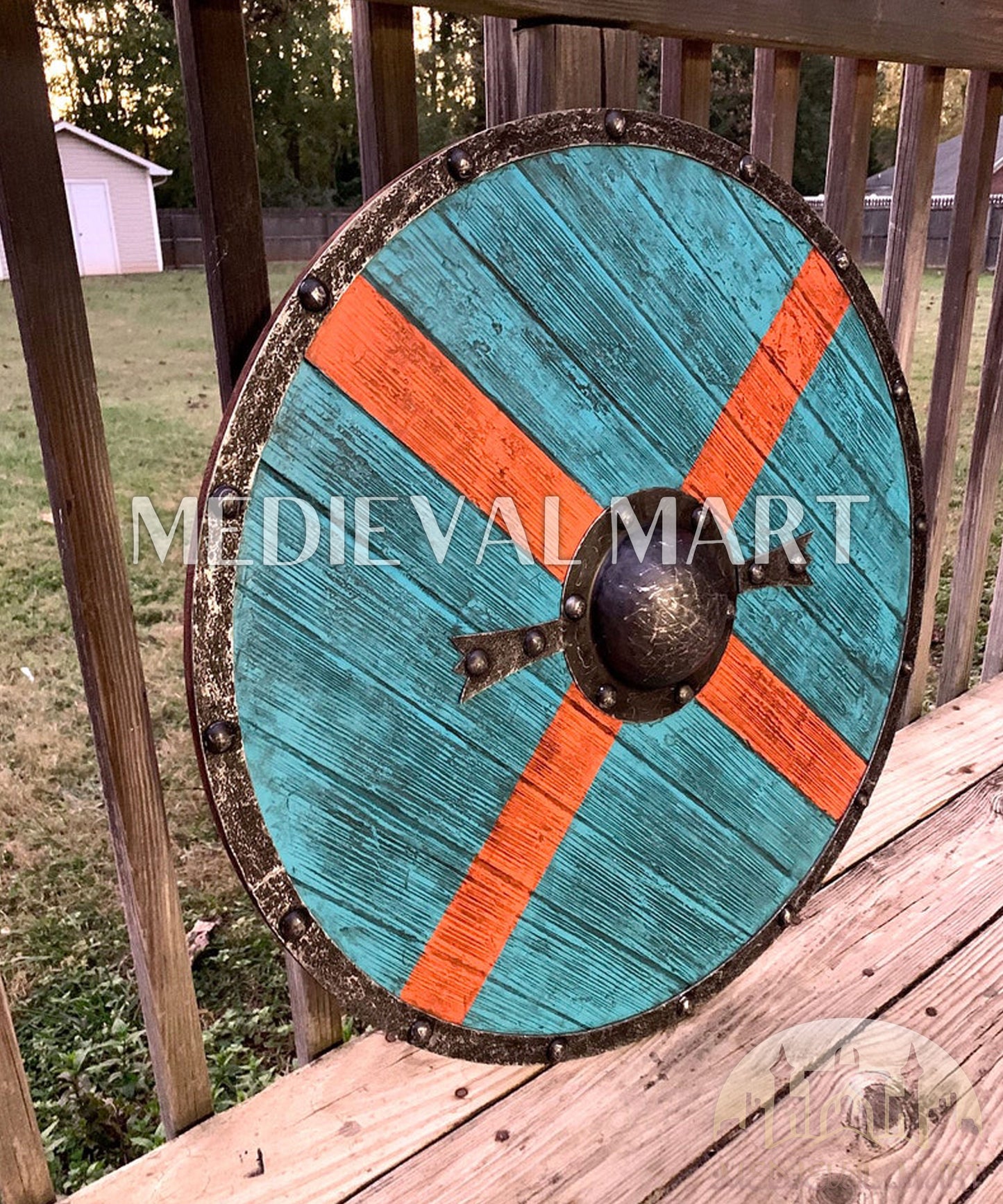 MEDIEVALMART Iconic Viking's Valhalla Authentic Rollo Shieldmaiden Battle’s Viking Wooden Shield | Gifts For Dad
