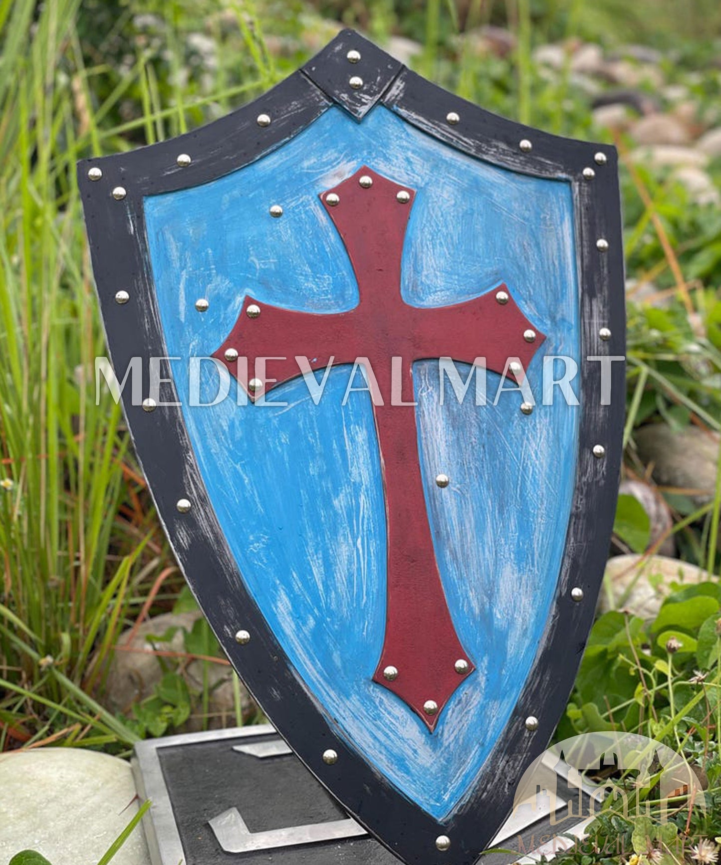 MEDIEVALMART Medieval Templar Cross Crusader Wooden Shield | Gift for Christmas Day