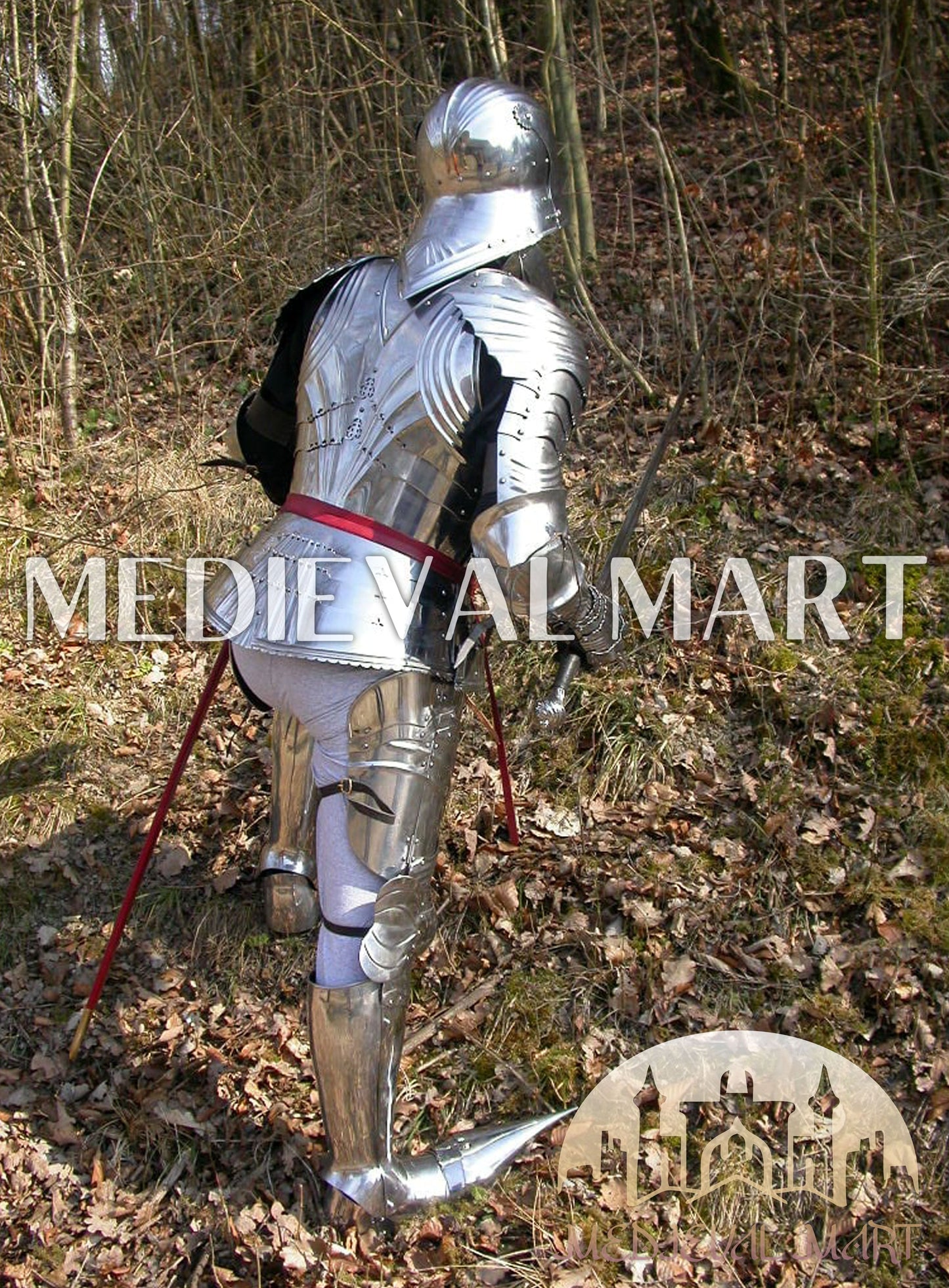 MEDIEVALMART Medieval 15th century Germans knight warrior full body complete metal armour costume with Sword and Chain mail Inner