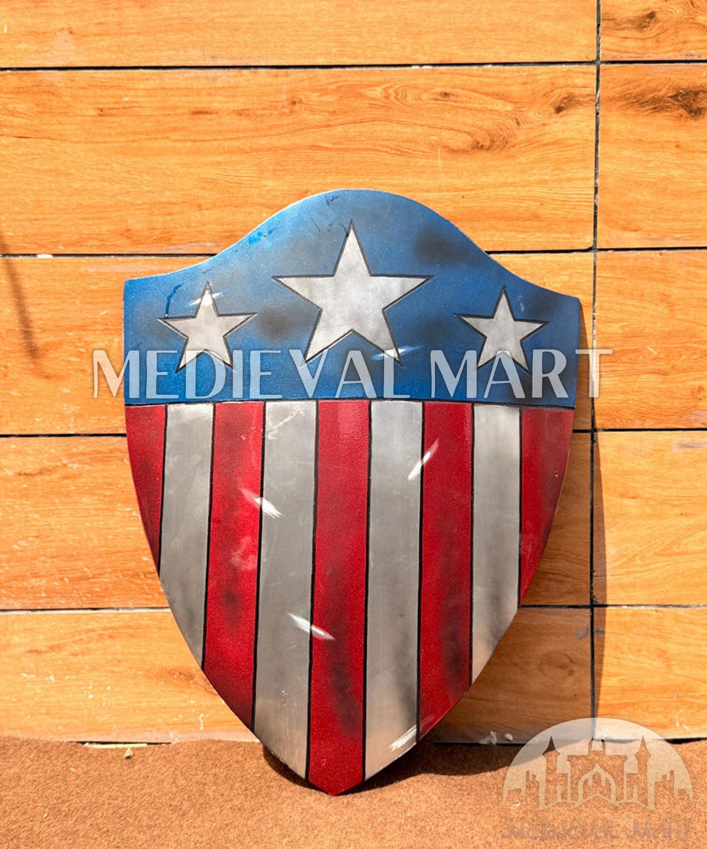 MEDIEVALMART First Avengers Steve Rogers Damaged Shield W/H Thor Damage Hammer | Gift for Son