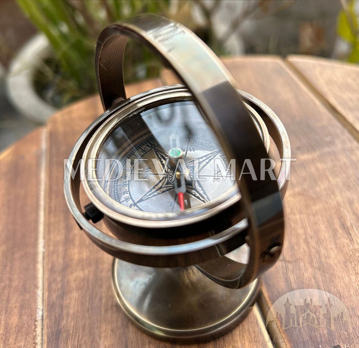 MEDIEVALMART Personalized Antique Gimbal Working Compass Antique Finish | Gift For Her & Him