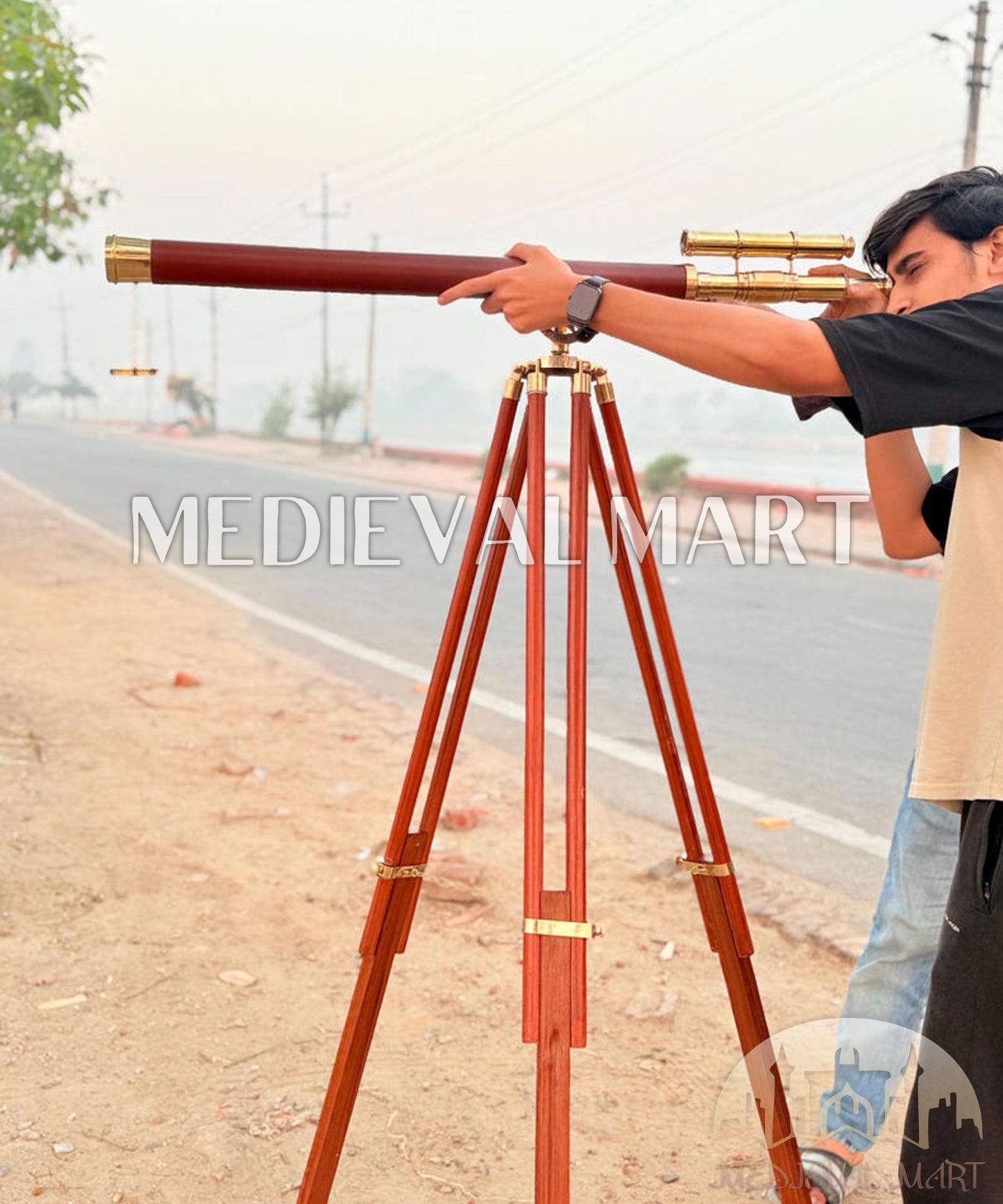 MEDIEVALMART Nautical Brass (40 Inch) Telescope on Adjustable Tripod Stand Gift for Dad
