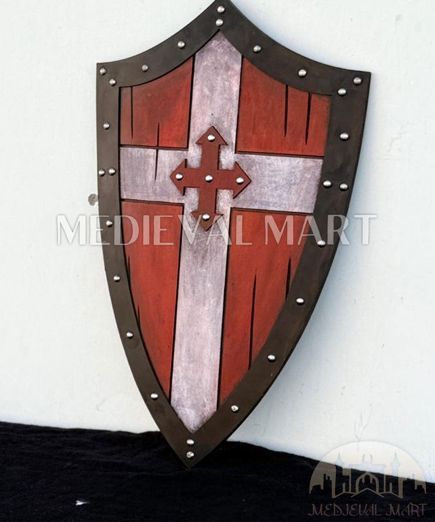 MEDIEVALMART Medieval Knight Templar Crusader Shield Red Finish Halloween Costume - Gift for Dad