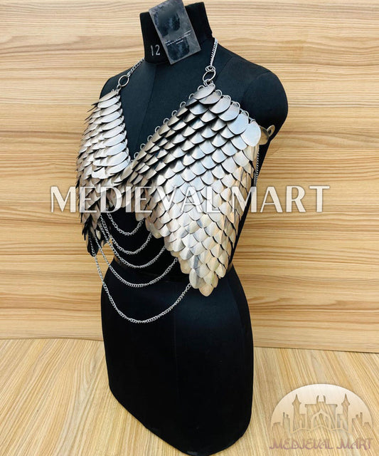 MEDIEVALMART Women’s (Royal Raven) Gold Plated Bra Chest Armor W/O Skirt