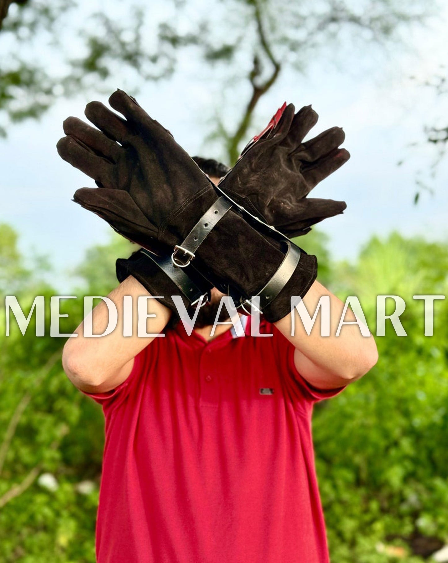 MEDIEVALMART LOTR Witcher Sauron-Inspired Iron Man Gauntlet Edition - Fantasy Gloves Armor