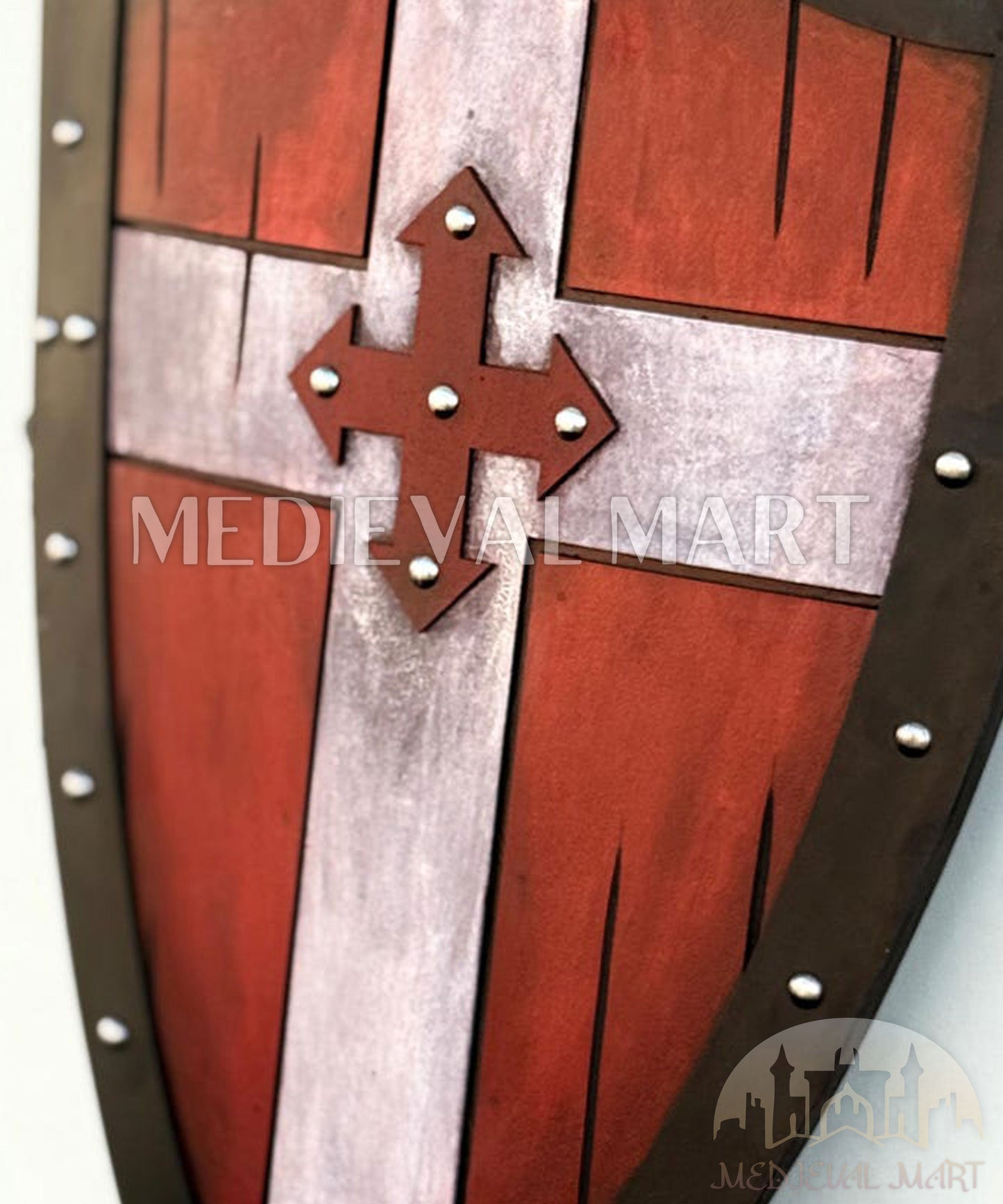 MEDIEVALMART Medieval Knight Templar Crusader Shield Red Finish Halloween Costume - Gift for Dad