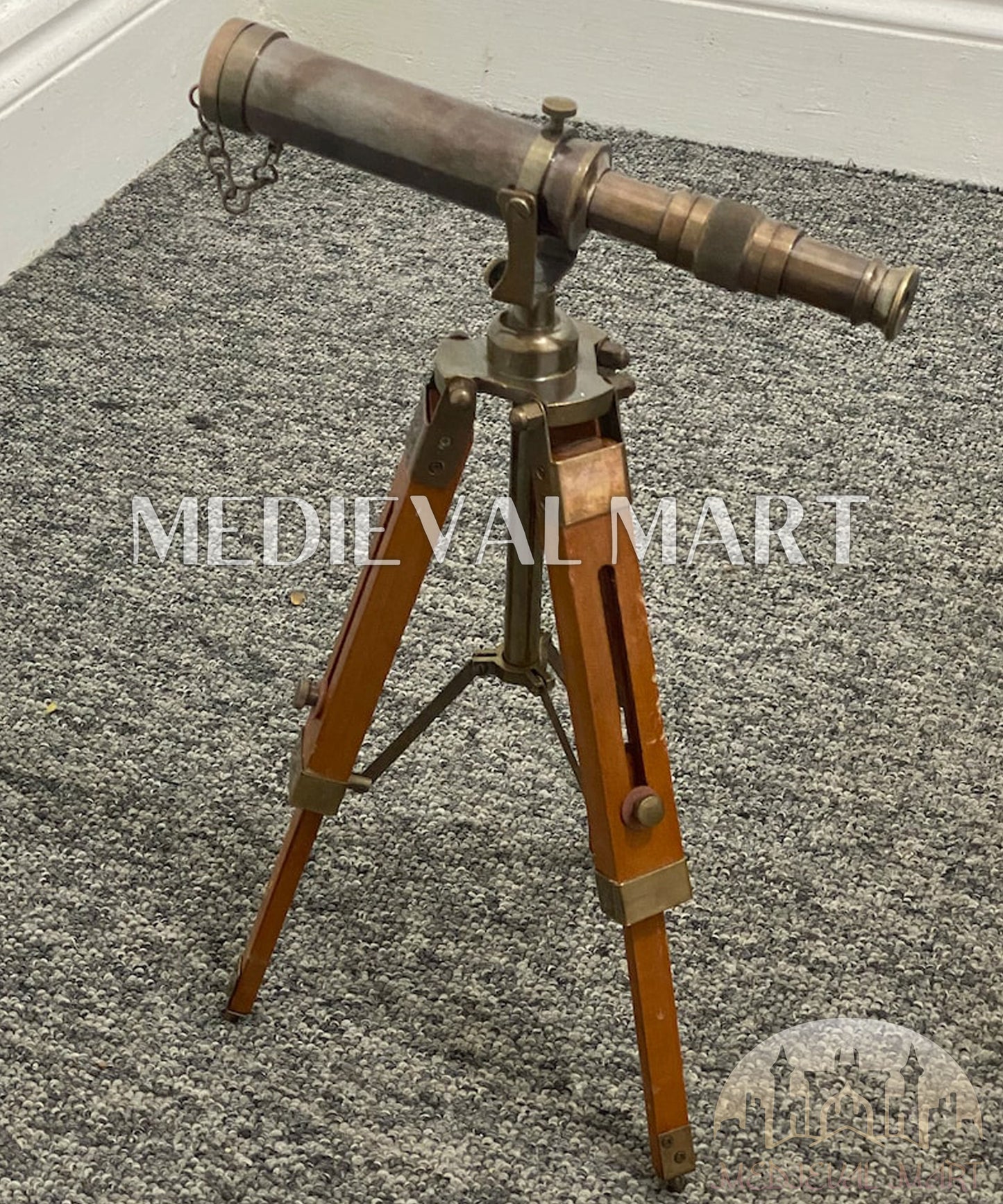 MEDIEVALMART Nautical Handmade Antique Telescope With Brass Tripod Telescope Gift for Dad