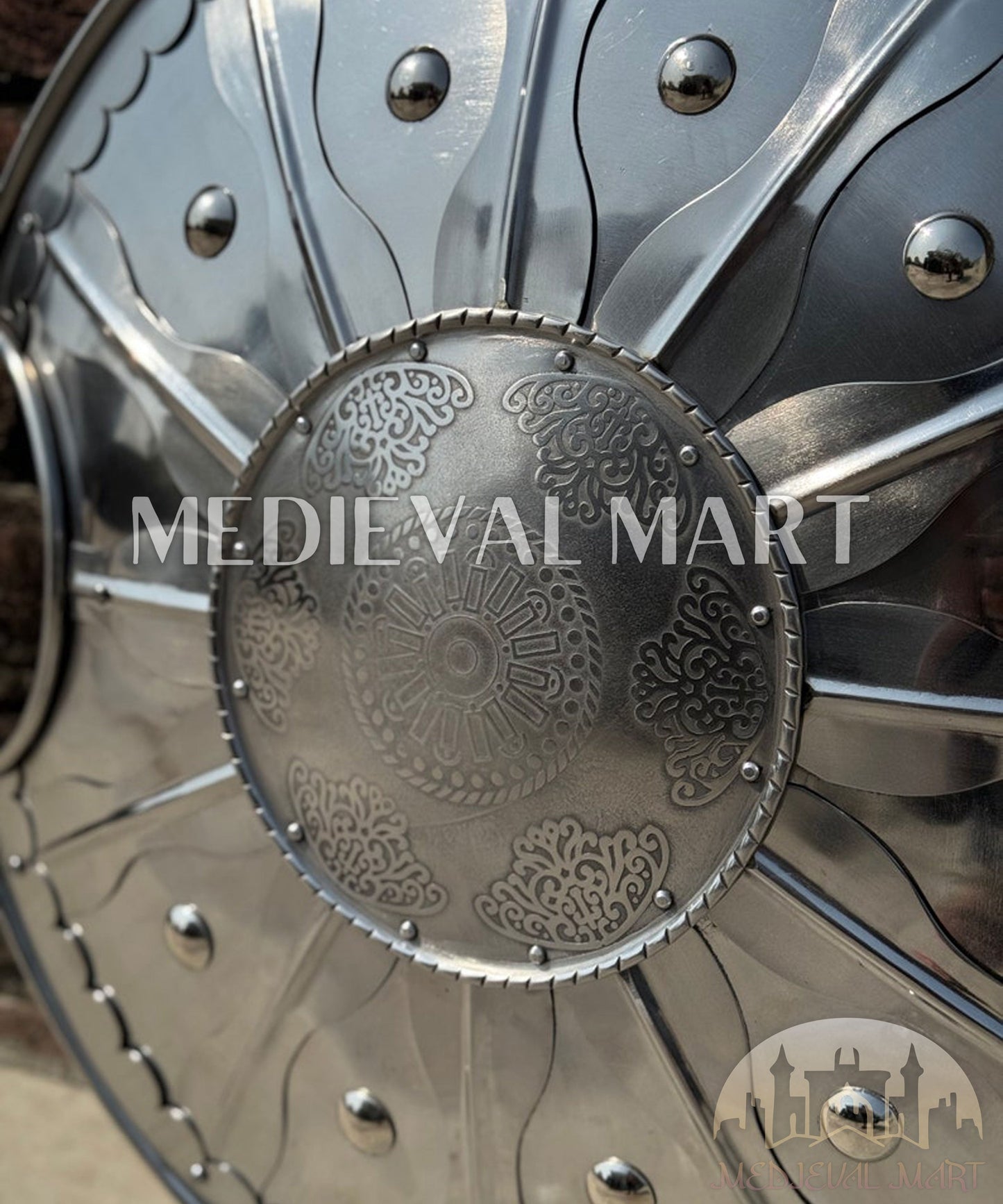 MEDIEVALMART Medieval Achilles Trojan Troy Greek Shield Silver Finish | Gift for Halloween Day