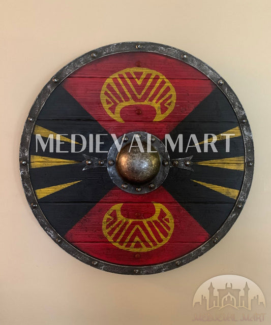 MEDIEVALMART Viking's Valhalla Freydis Shieldmaiden Authentic Battleworn Viking Wooden Shield | Gifts For Dad