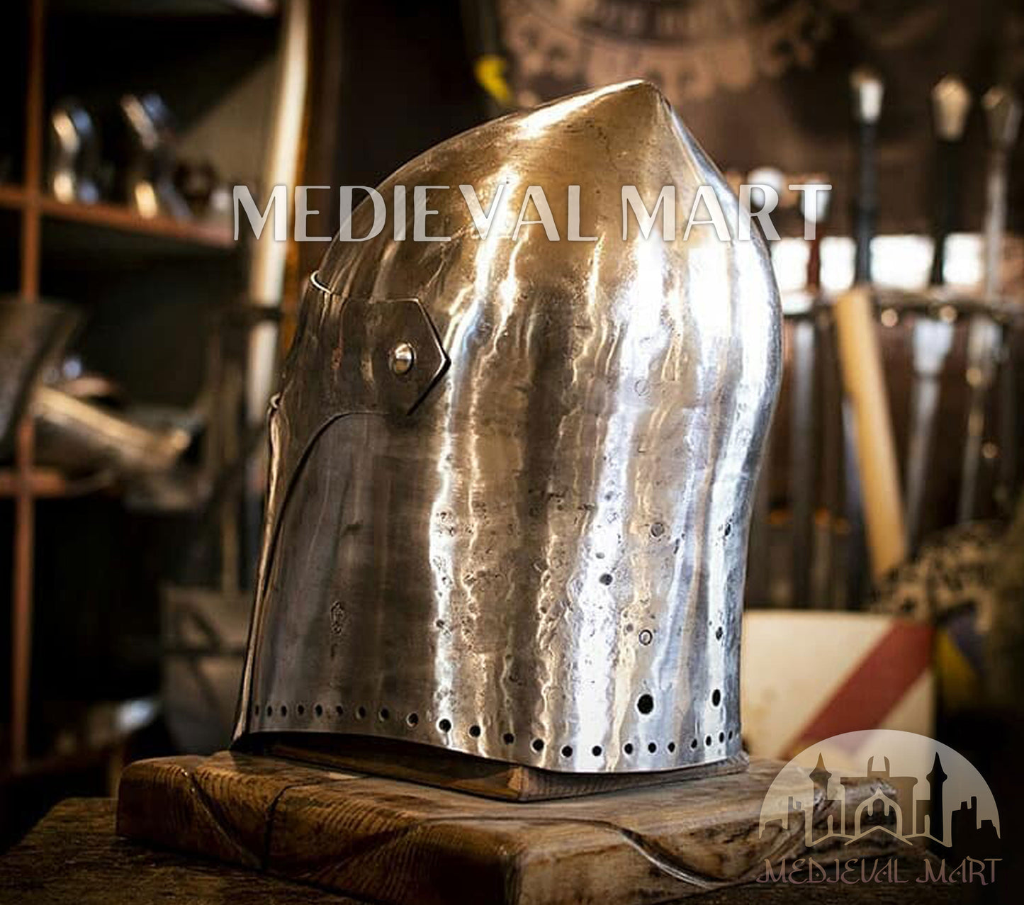 MEDIEVALMART Medieval Forged Steel Alexander (ROA 1332) Full Size War Helmet