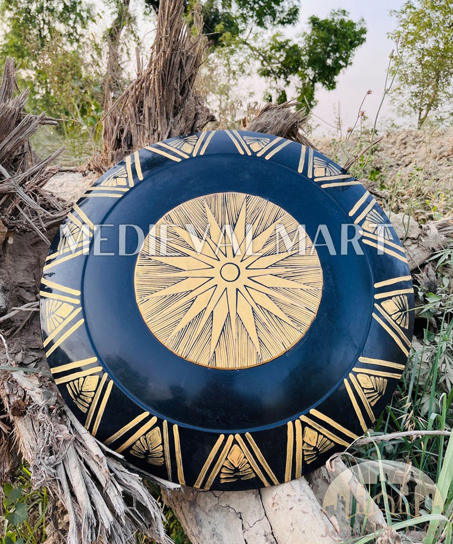 MEDIEVALMART Wonder Women Cosplay Shield Black & Gold Finish | Gift for Halloween Day