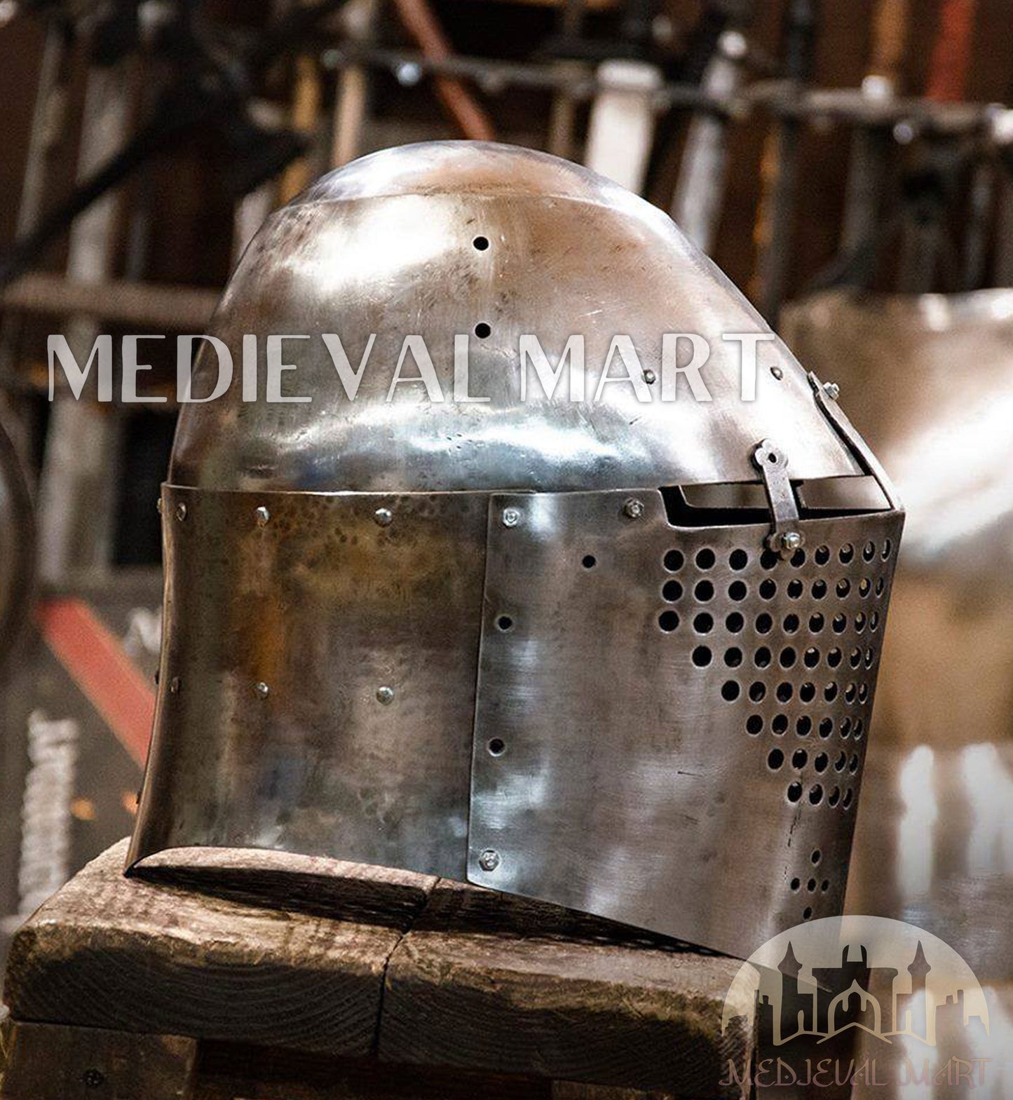 MEDIEVALMART 14th-Century Gothic European knight Modern Fighting Samson Helmet for IMCF