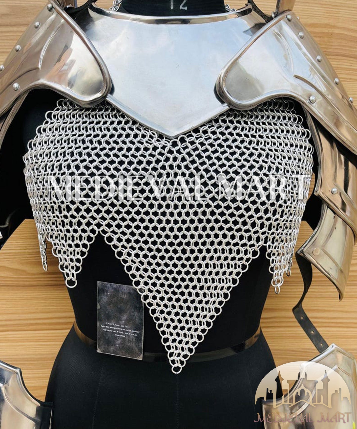 MEDIEVALMART (Isolara Dragonplate) Women’s Armor W/H (BloodMoon) Chainmail + Arms Armor