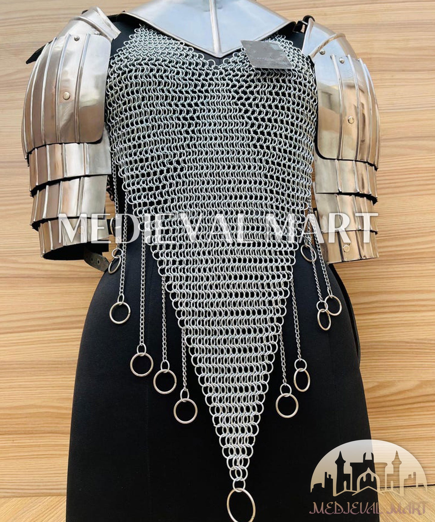 MEDIEVALMART (Solmara Knightward) Women’s Armor With Silver (Dragonfang) Chainmail Armor W/O Skirt
