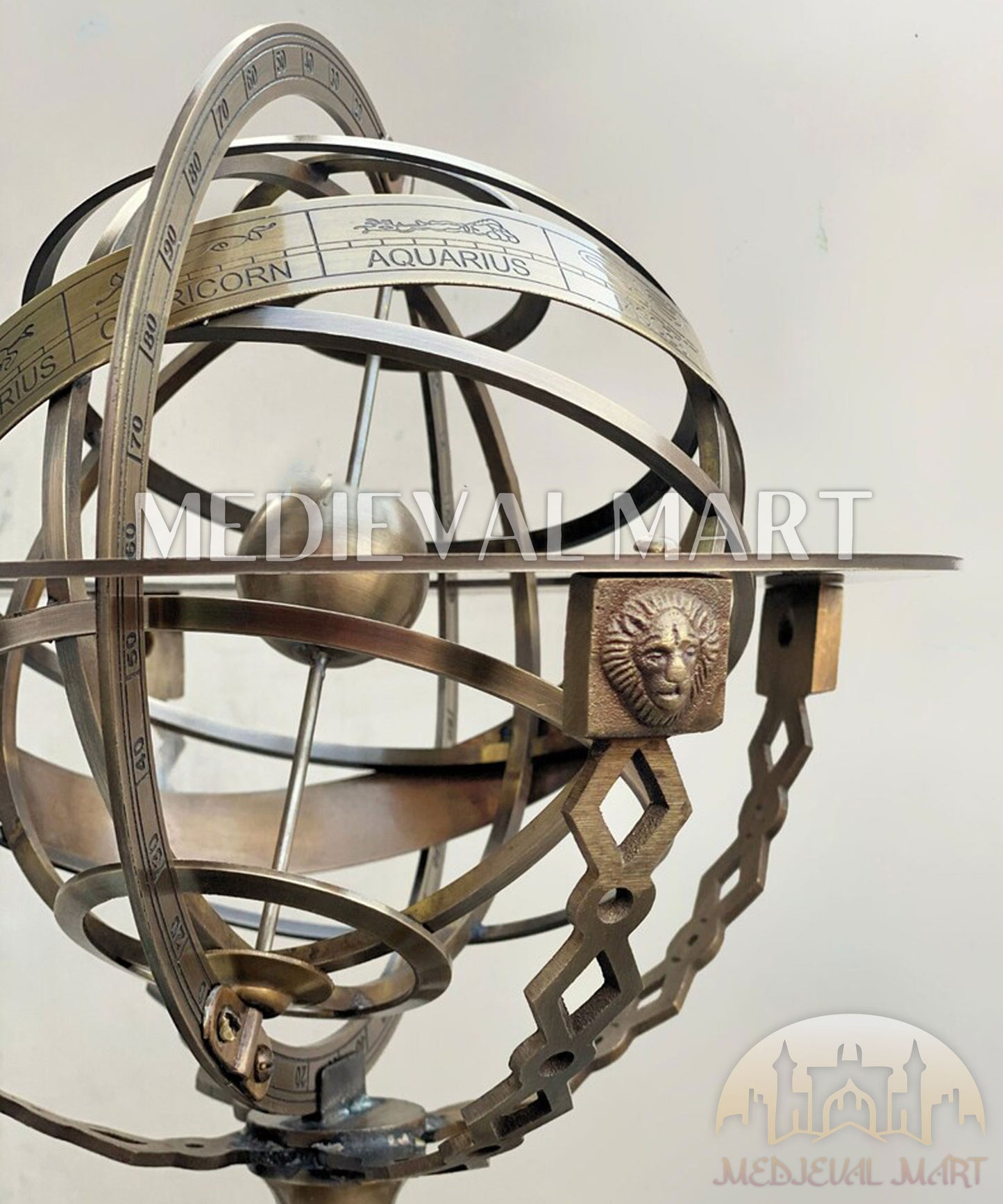 MEDIEVALMART Brass Armillary Sphere Globe: Celestial Navigation Decor with Compass Gift for Mom