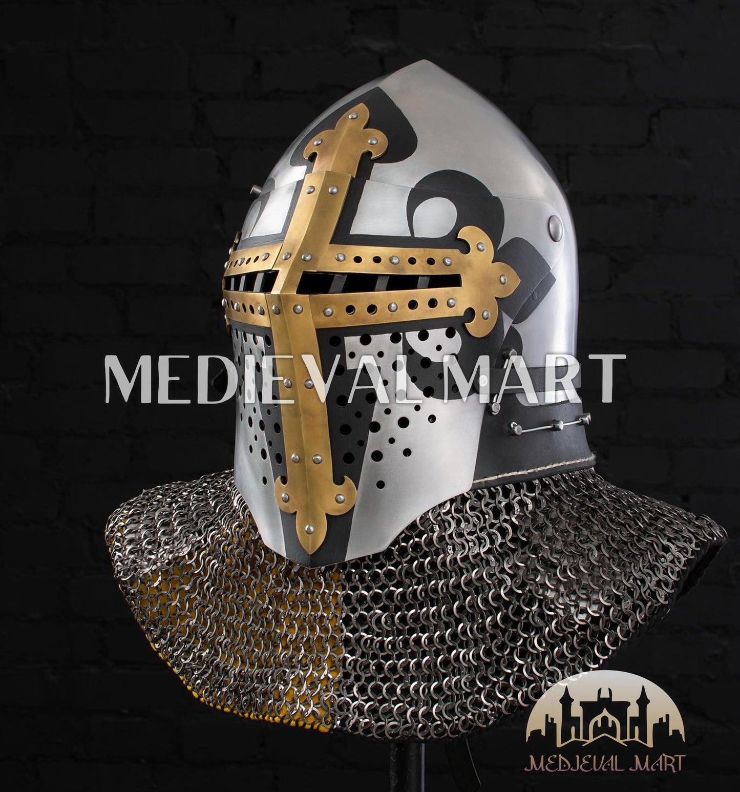 MEDIEVALMART 4th-Century Alexander “Monarch” Edition ROA Helmet W/H Golden Cross