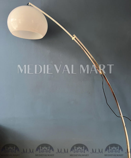MEDIEVALMART Italian Mid Century Goffredo Reggiani Arc Floor Lamp with White Plexiglass Shade