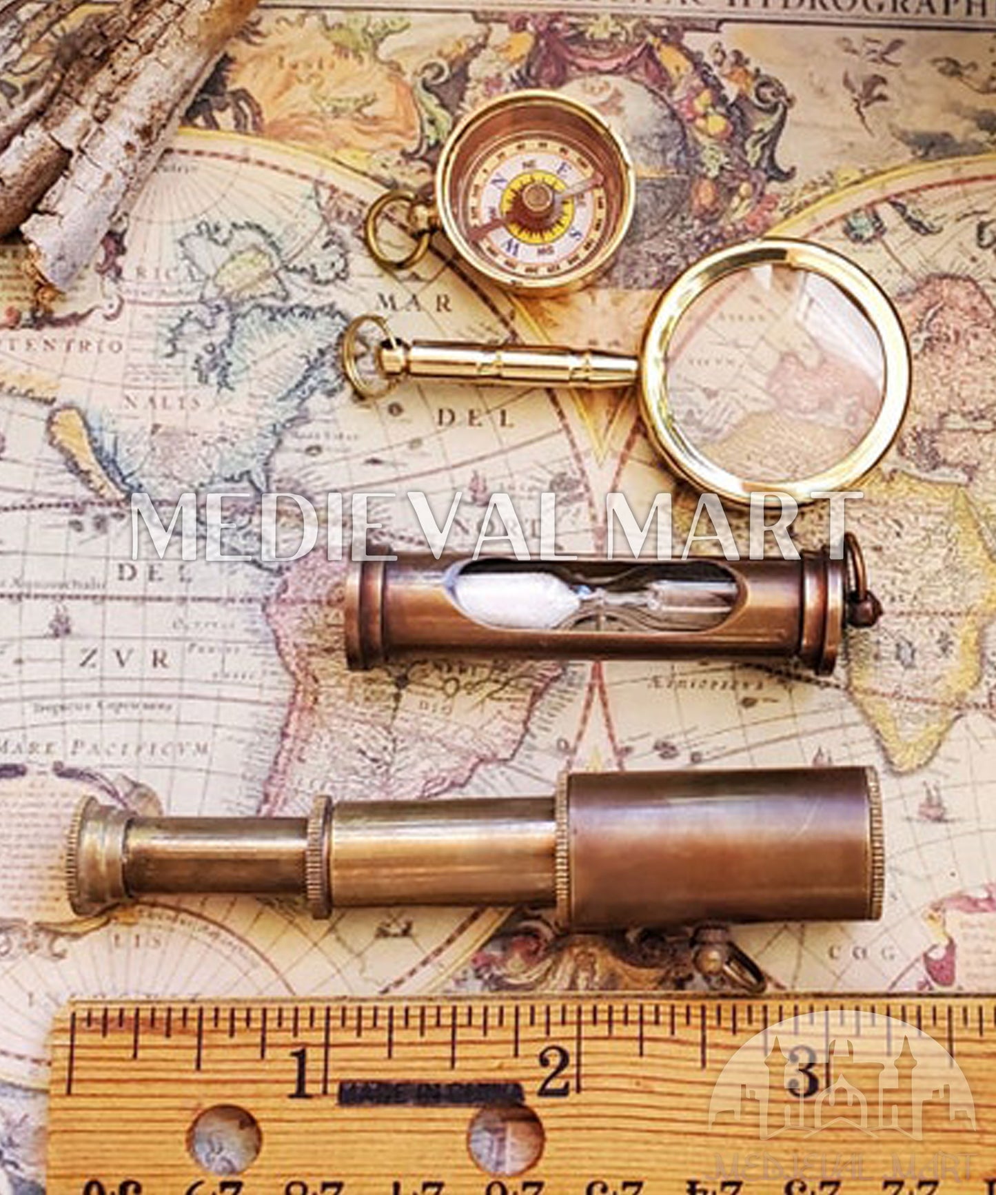 MEDIEVALMART Nautical Miniature Brass Telescope: Steampunk Nautical Spyglass Pendant