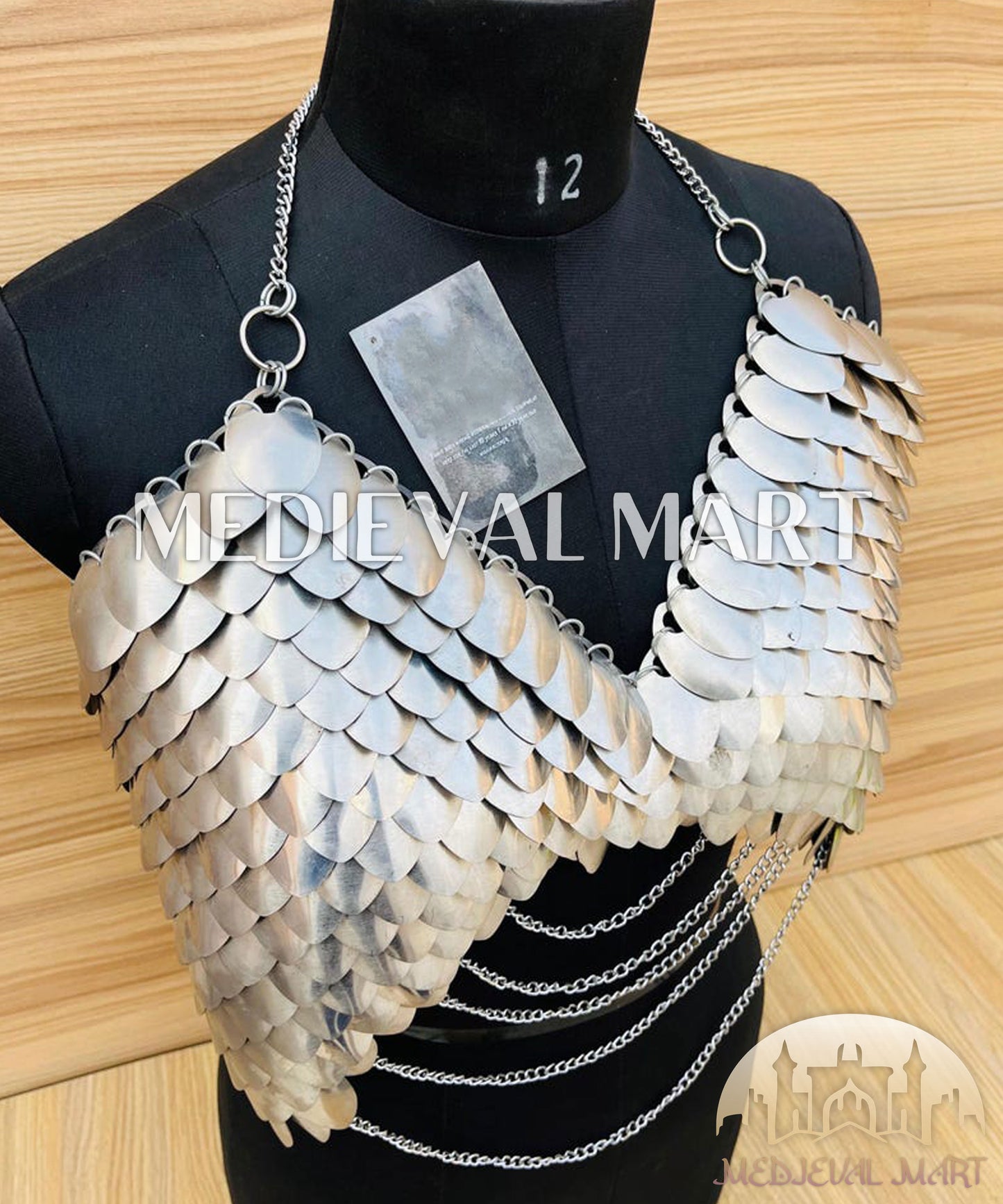 MEDIEVALMART Women’s (Royal Raven) Gold Plated Bra Chest Armor W/O Skirt