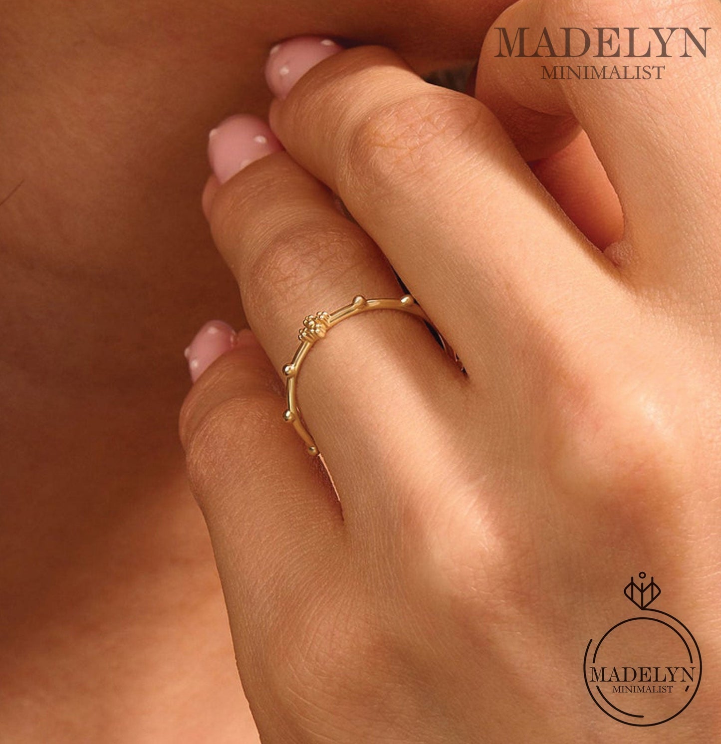 MADELYN MINIMALIST 14k Solid Gold Rosary Cristian Ring Catholic Dainty Ring for Women | Gift For Mom or Her