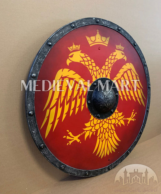 MEDIEVALMART Viking's Valhalla Byzantine Eagle Varangian Authentic Battleworn Viking Wooden Shield | Gifts For Dad