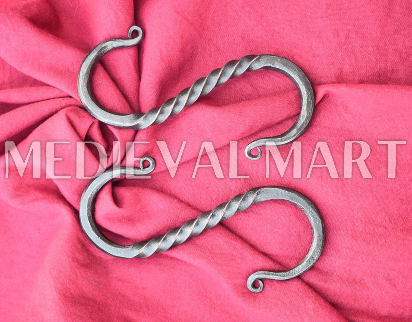 MEDIEVALMART Hand forged Twisted Heavy-Duty S Hook Set Of 2 Rustic Design