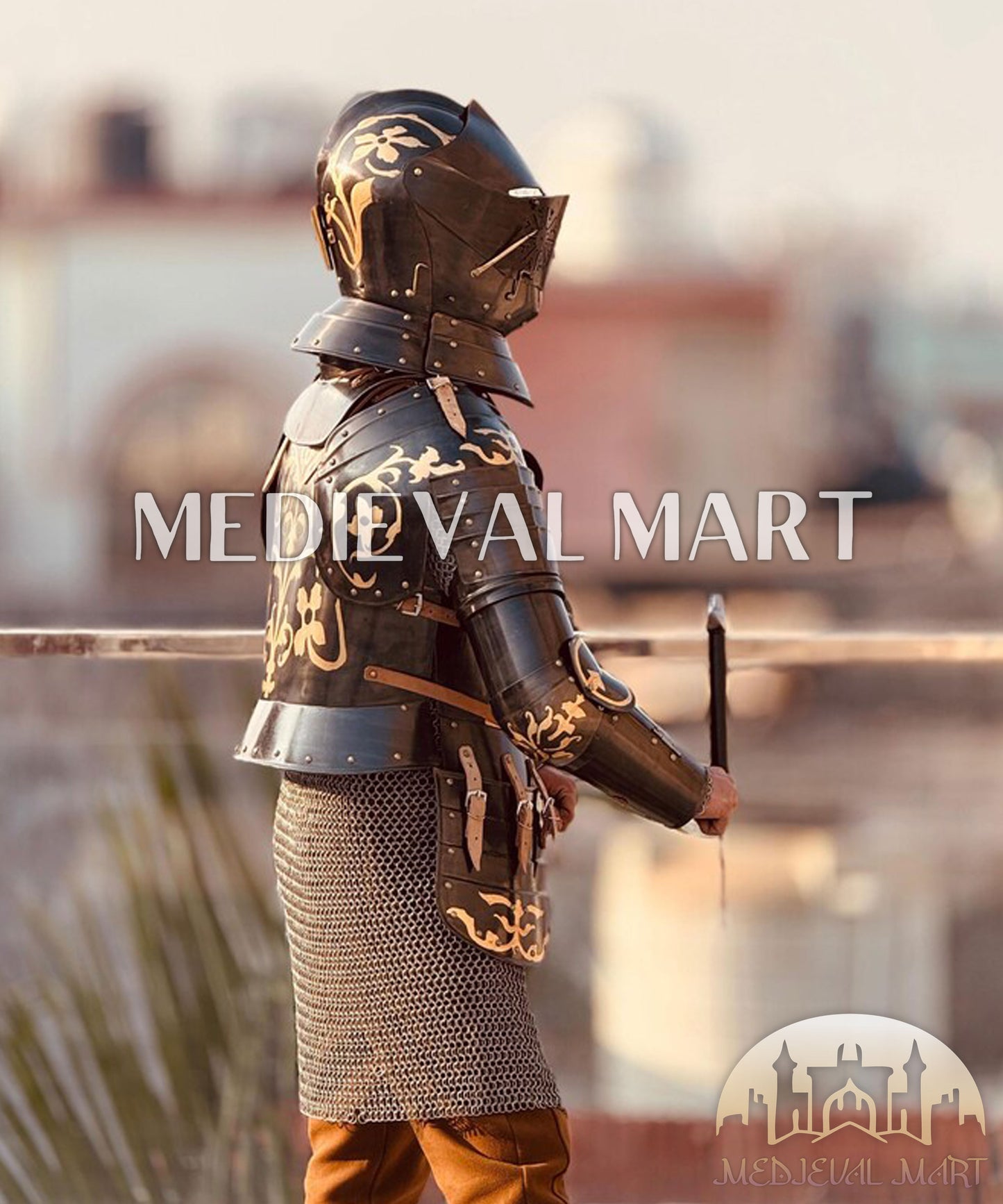 MEDIEVALMART Anton Peffenhauser's Competition Knight Steel Half Body Armor Suit