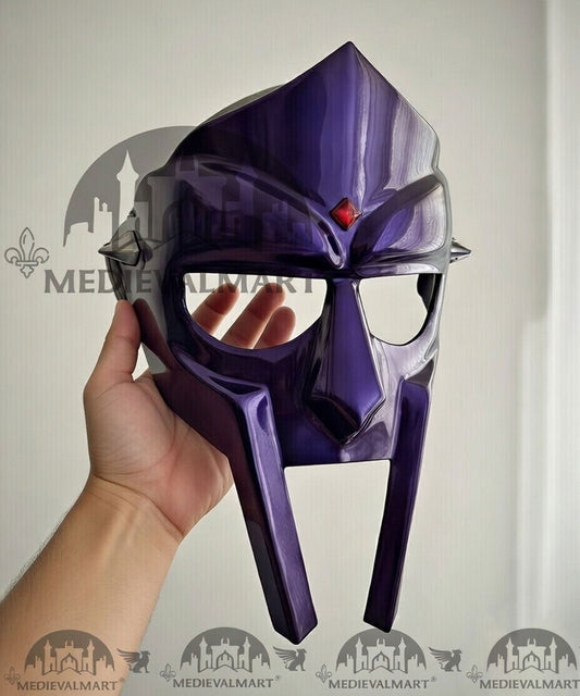 MEDIEVALMART PREMIUM MF DOOM Mask Mad Villain Blue Finish Steel Face Armor