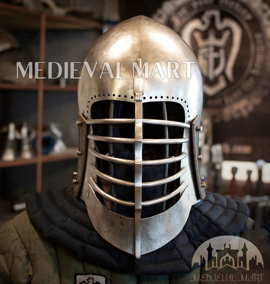 MEDIEVALMART Medieval Sport Fighter Wolf Ribs Full Face Superior Bar Grill Bascinet