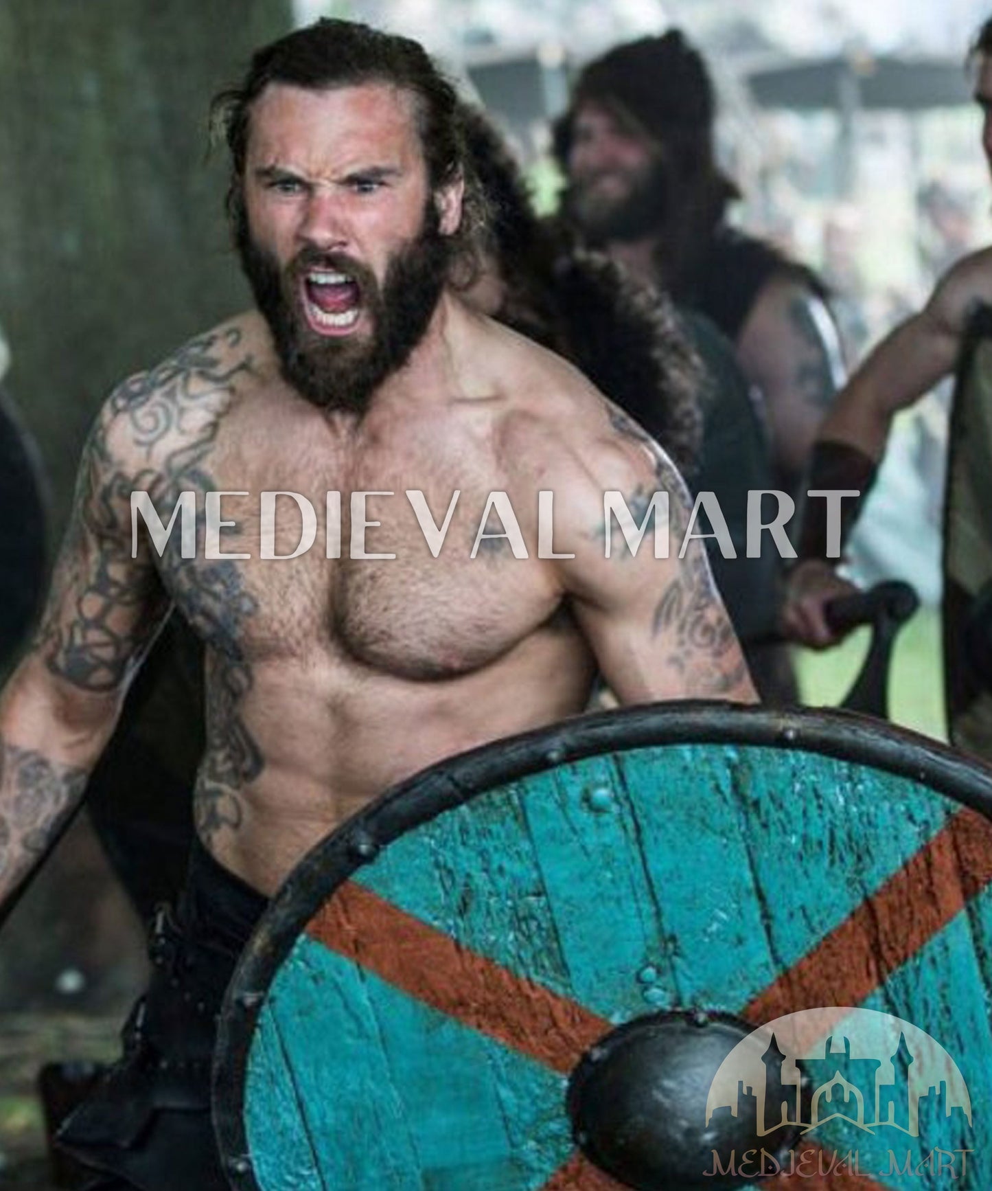 MEDIEVALMART Iconic Viking's Valhalla Authentic Rollo Shieldmaiden Battle’s Viking Wooden Shield | Gifts For Dad
