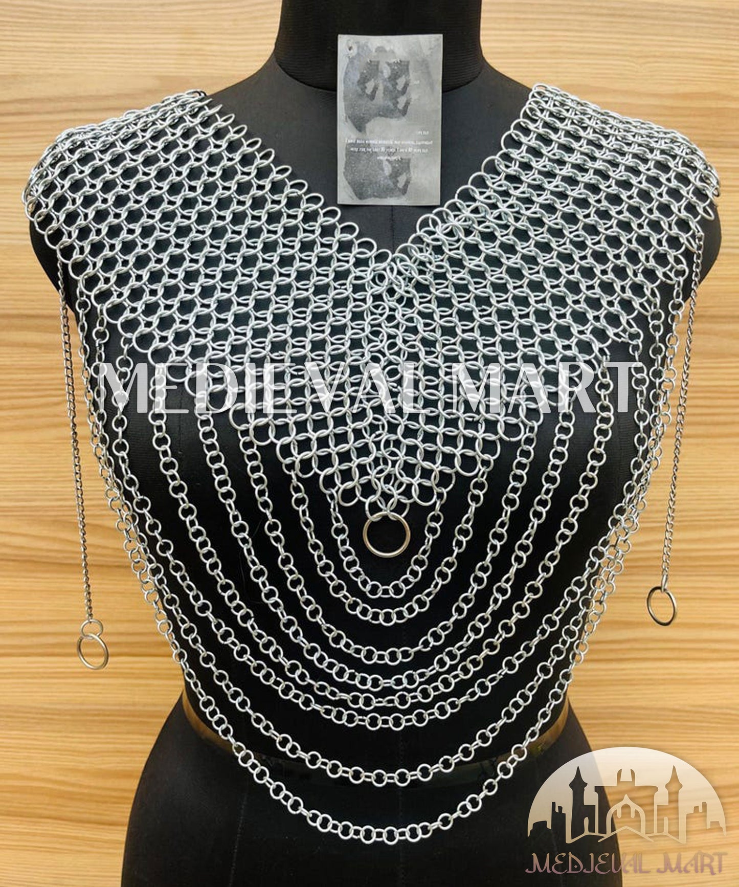 MEDIEVALMART Women’s Silver (MoonFire) Chainmail Armor W/o Skirt