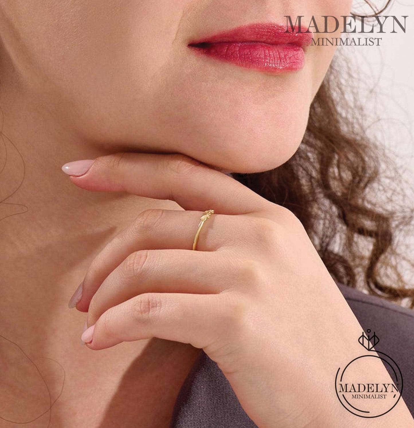 MADELYN MINIMALIST 14k Solid Gold Minimalist Flower Promise Ring | Gift For Girlfriend