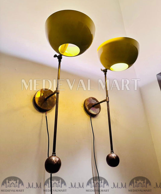 MEDIEVALMART Handmade Brass Wall Sconce: Modern Italian Stilnovo Style Lighting