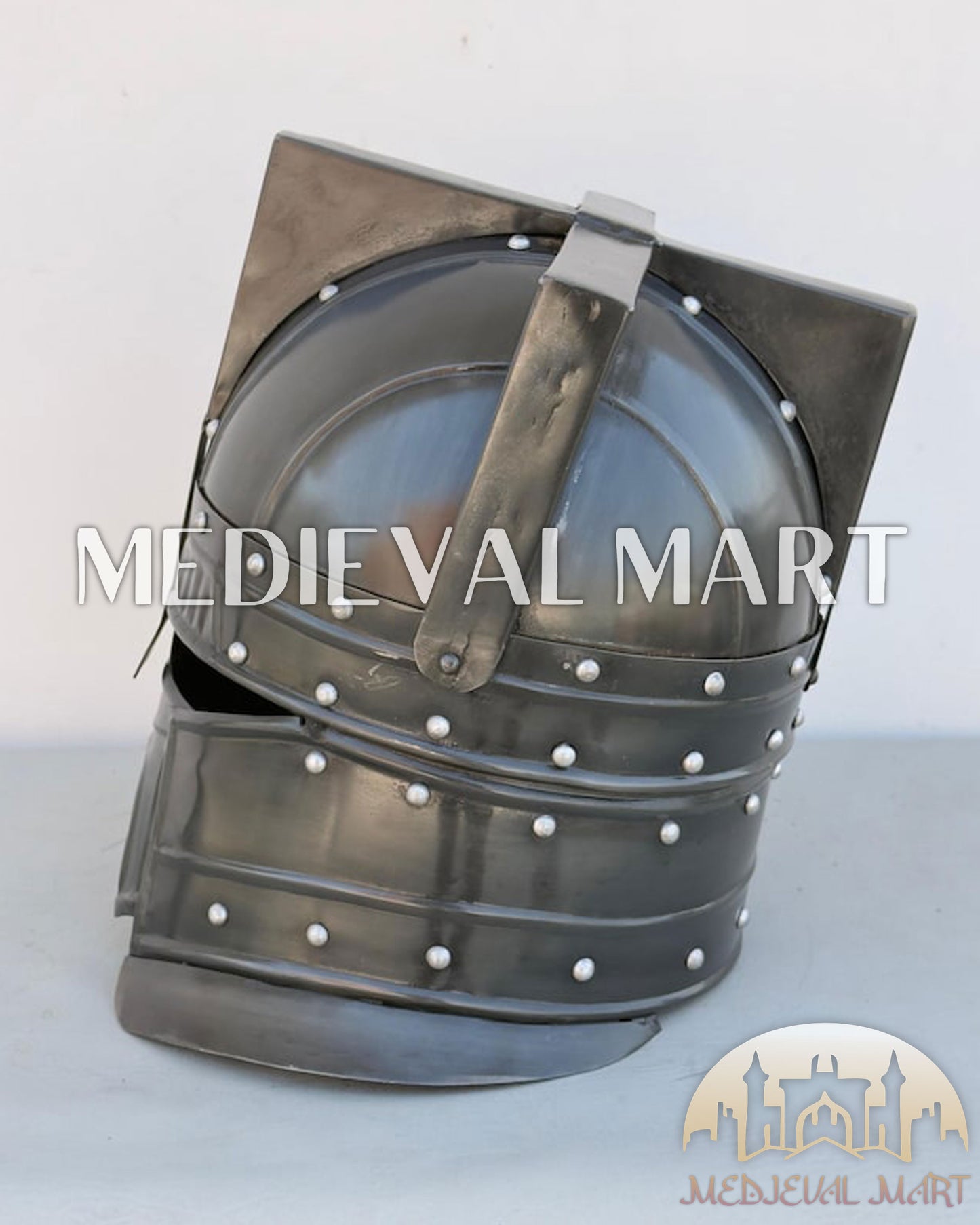 MEDIEVALMART Moria Dwarves Black Finish Helmet W/H Free Stand | LOTR Props