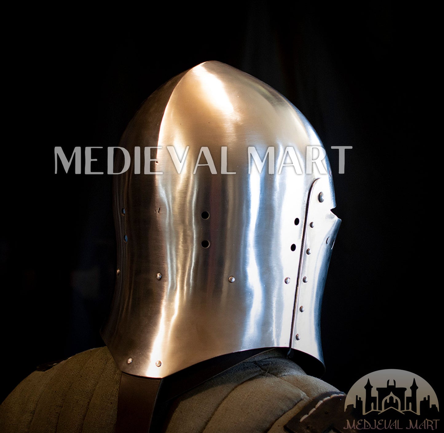 MEDIEVALMART 14th-Century Gothic European knight Modern Fighting Samson Helmet for IMCF