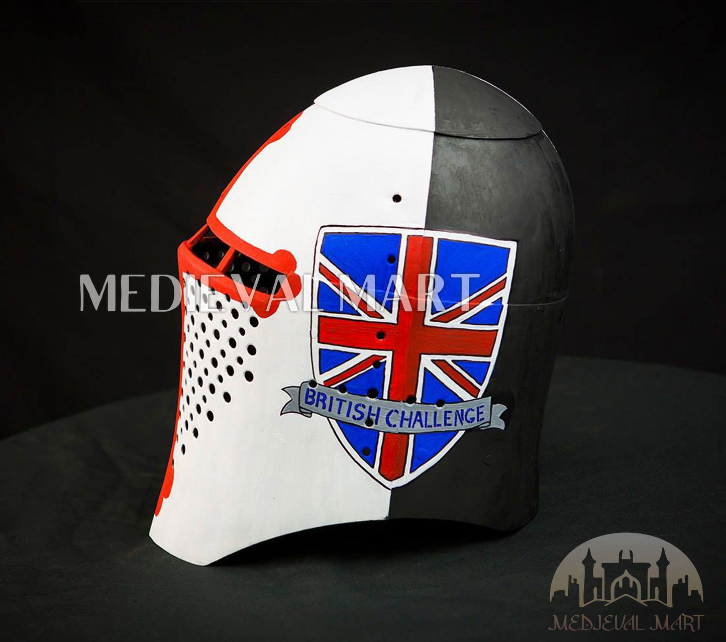 MEDIEVALMART Medieval Knight Armor Crusader Templar Helmet W/H 4 Flag Edition Color full Design