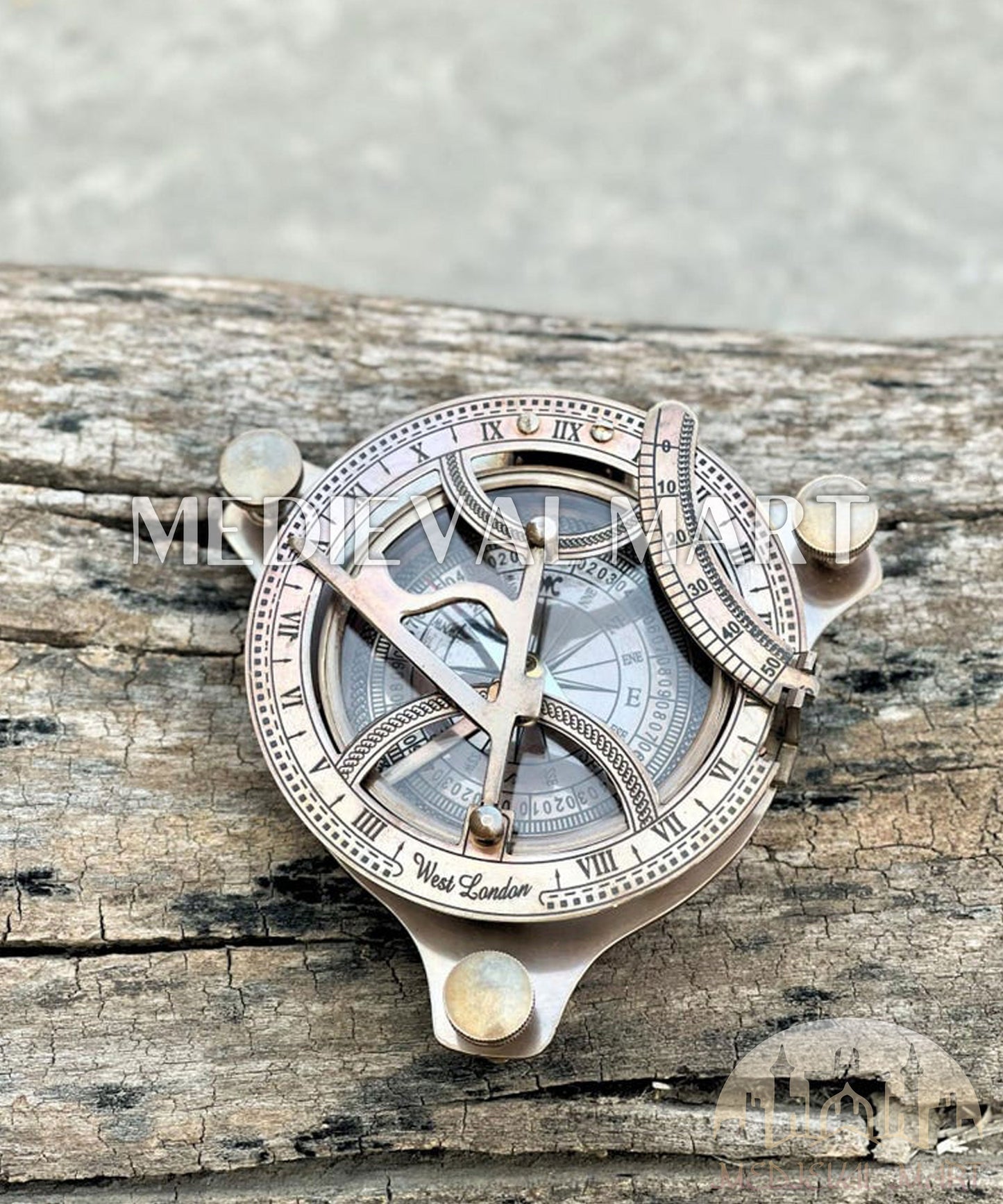 MEDIEVALMART Nautical Astradial Adventure Compass Gold Finish W/H Gen-1 Wooden Case | Gift For Her