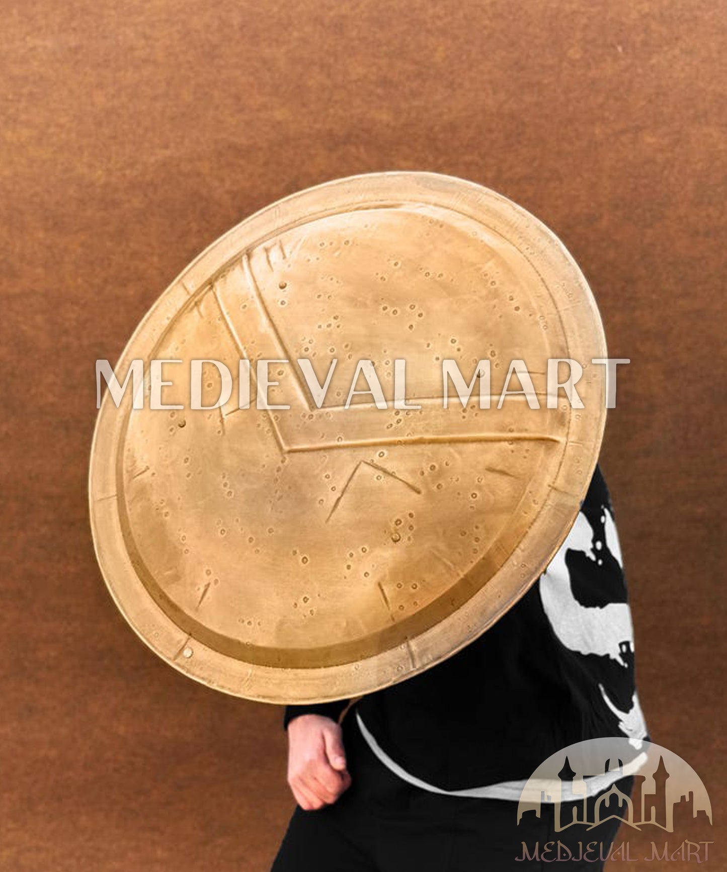 MEDIEVALMART Medieval 300 Spartans King Leonidas Shield Gold Finish | Gift for Dad