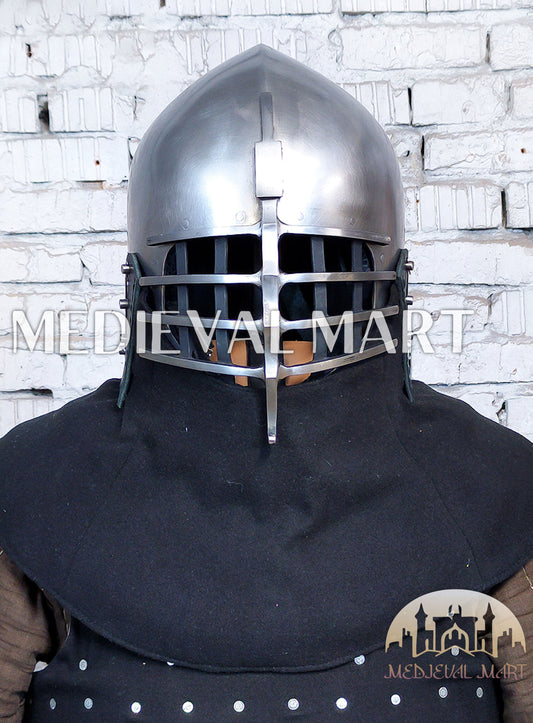 MEDIEVALMART Medieval Wolf Ribs Bacinet Helmet For HMB; SCA, Buhurt