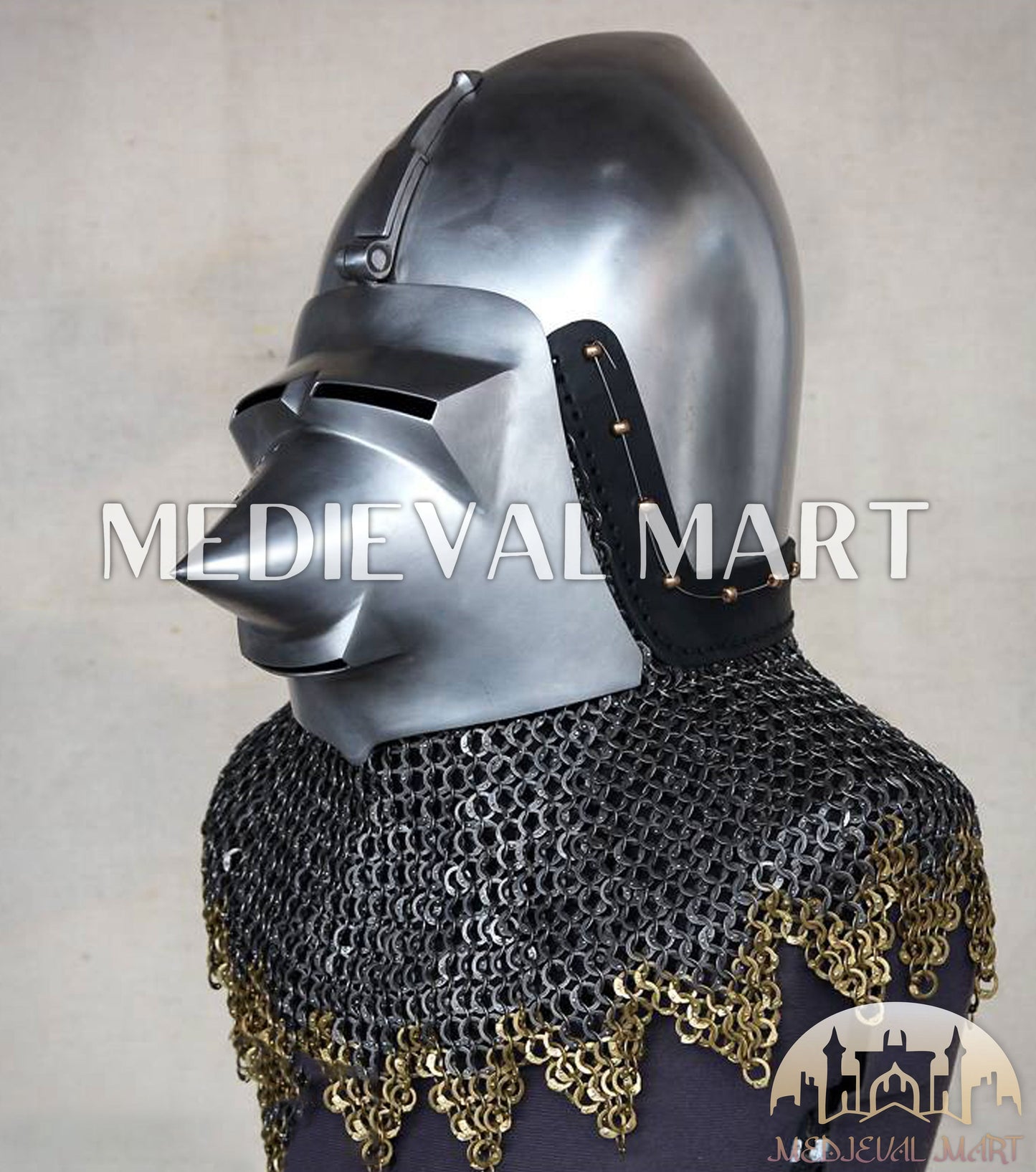 MEDIEVALMART XIV Century Medieval Houndskull "Lorenzo" Bascinet Visor Helmet HMB; IMCF