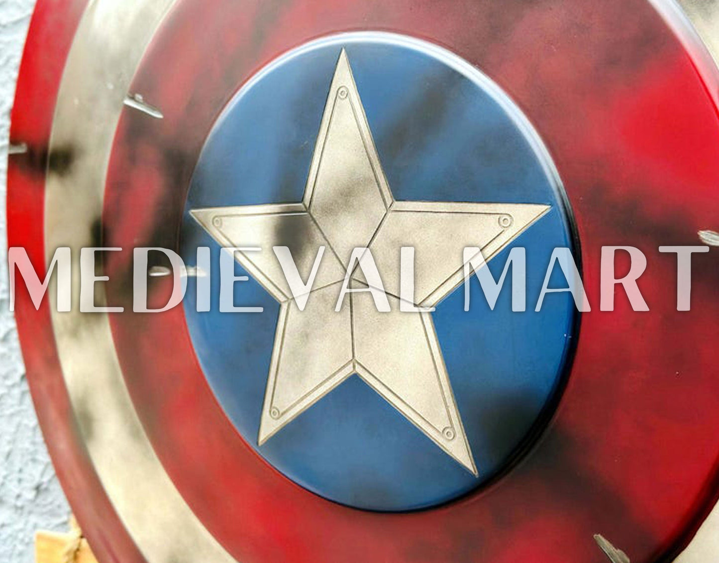 MEDIEVALMART Marvel Legend Captain America Shield Battle Damage Finish Marvel Prop Replica
