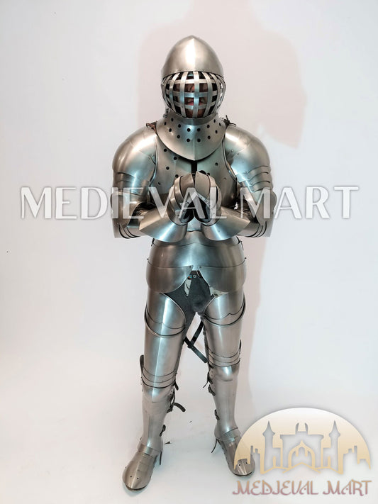 MEDIEVALMART 1400s Medieval Tournament Knight Parade High Gothic Plate Armor W/H Kolbenturnier Bacinet